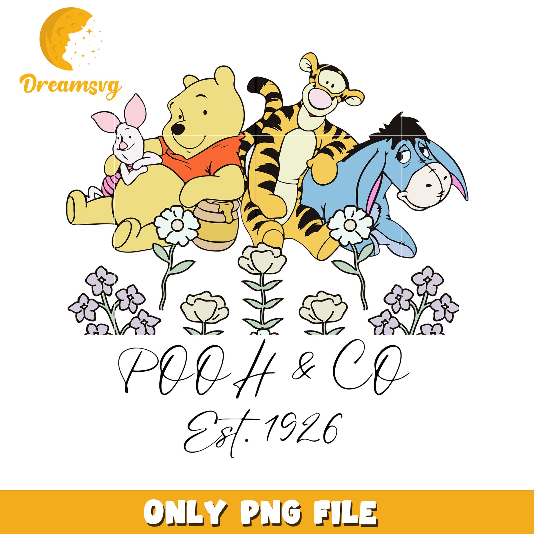 Pooh and Friends PNG Artwork Est 1926 Kids Decor