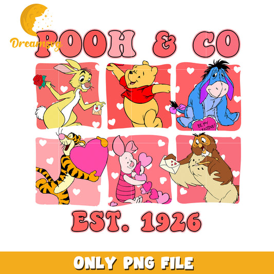 Pooh and Friends Valentine Themed PNG File for Sale