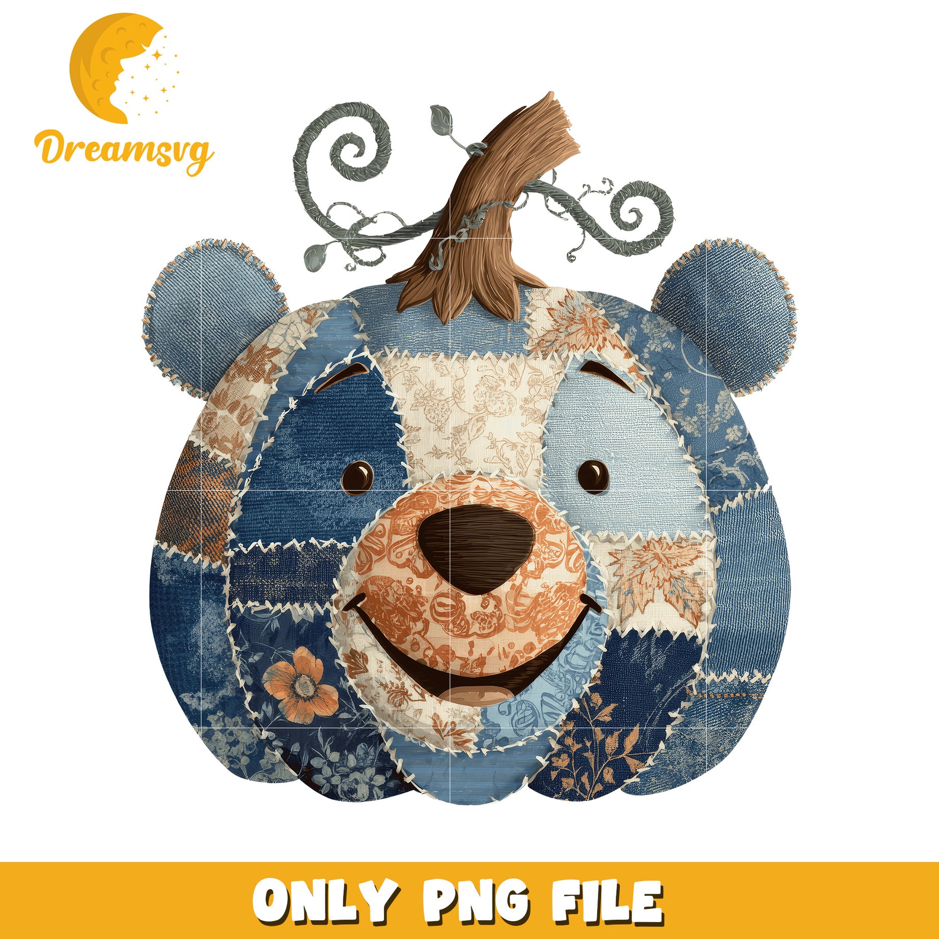 Pooh blue pumpkin design png, halloween cartoons png, spirit halloween png
