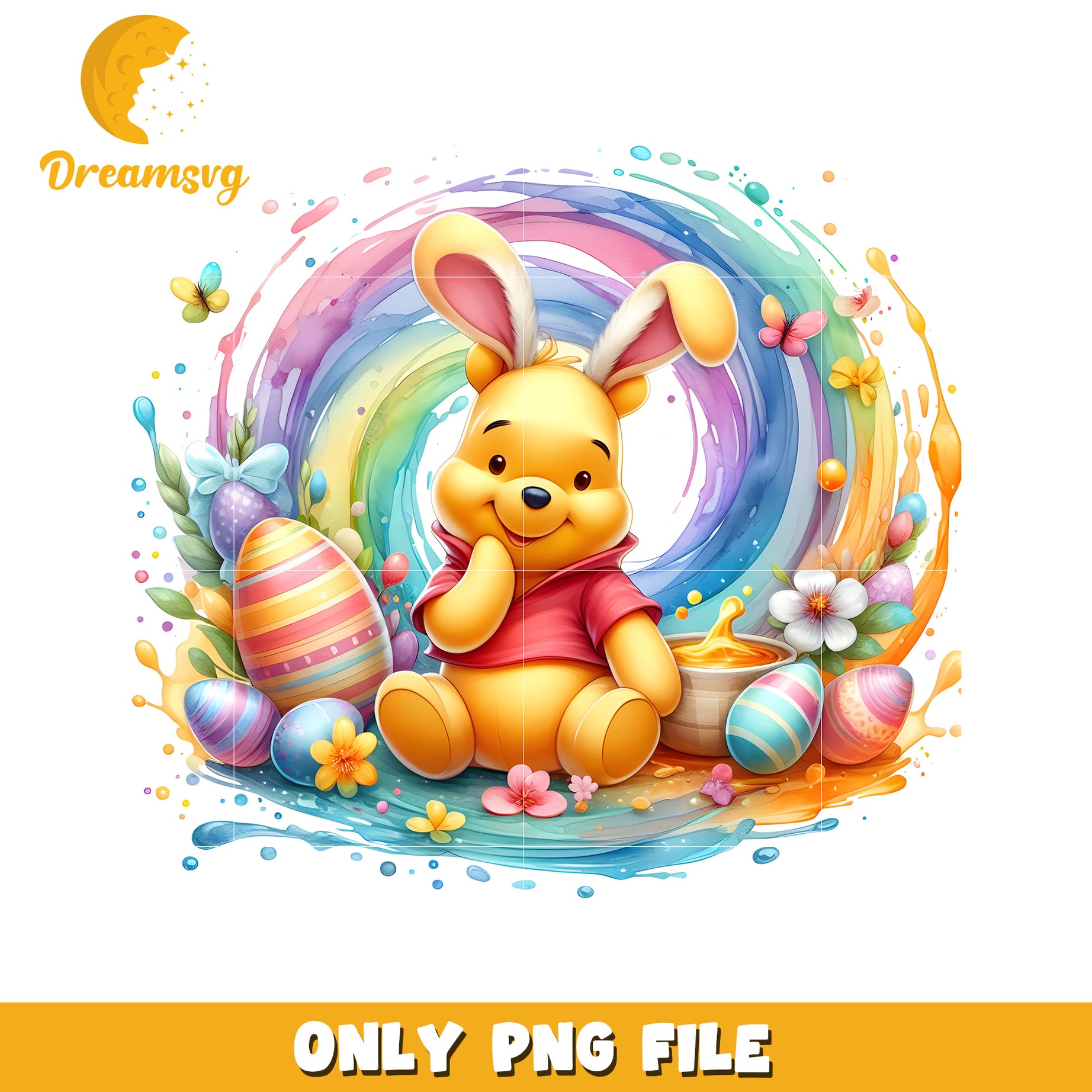 Pooh character easter eggs png, easter bunny png, disney png