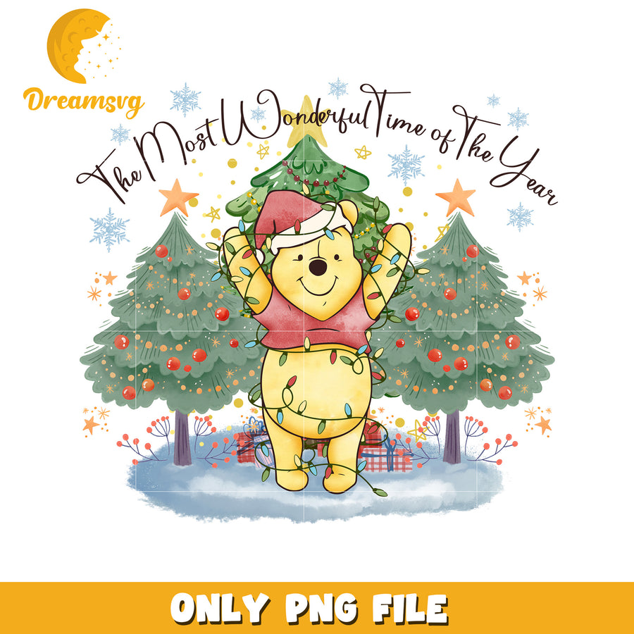 Pooh chistmas png, disney winter joy png, holiday happiness png