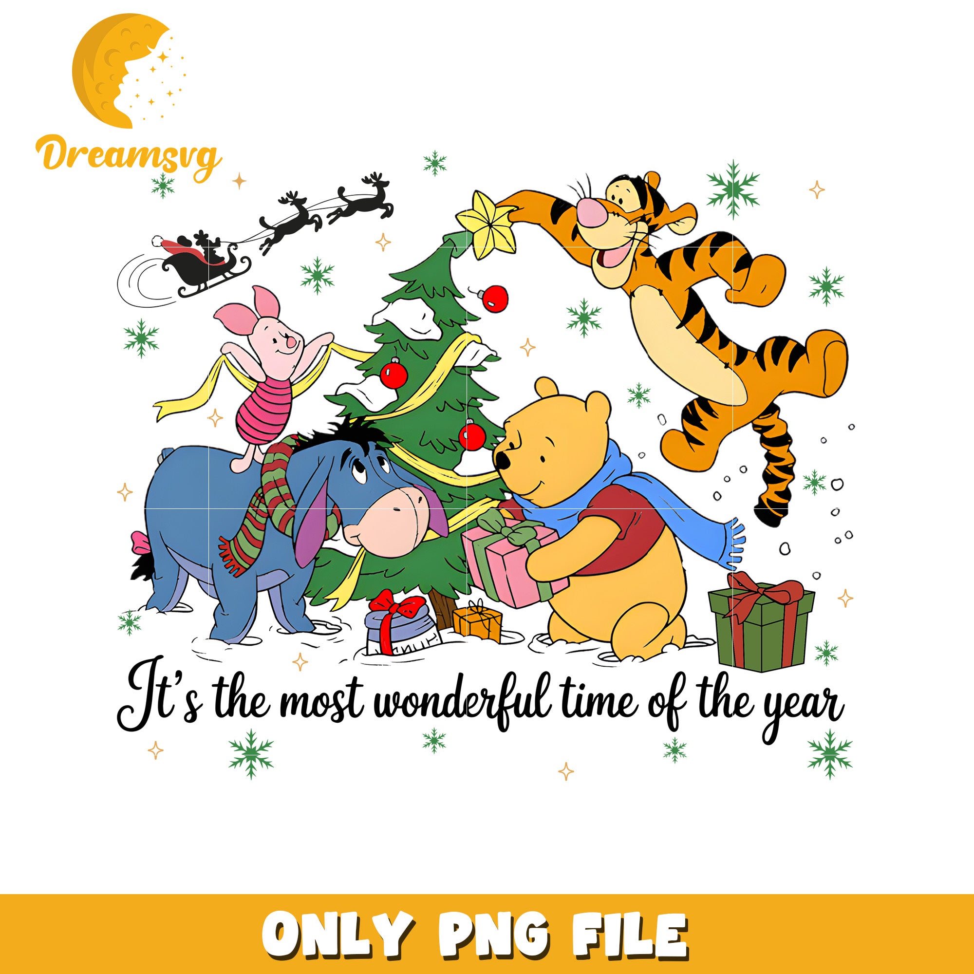 Pooh christmas png, christmas movie​ png, christmas tree​ png