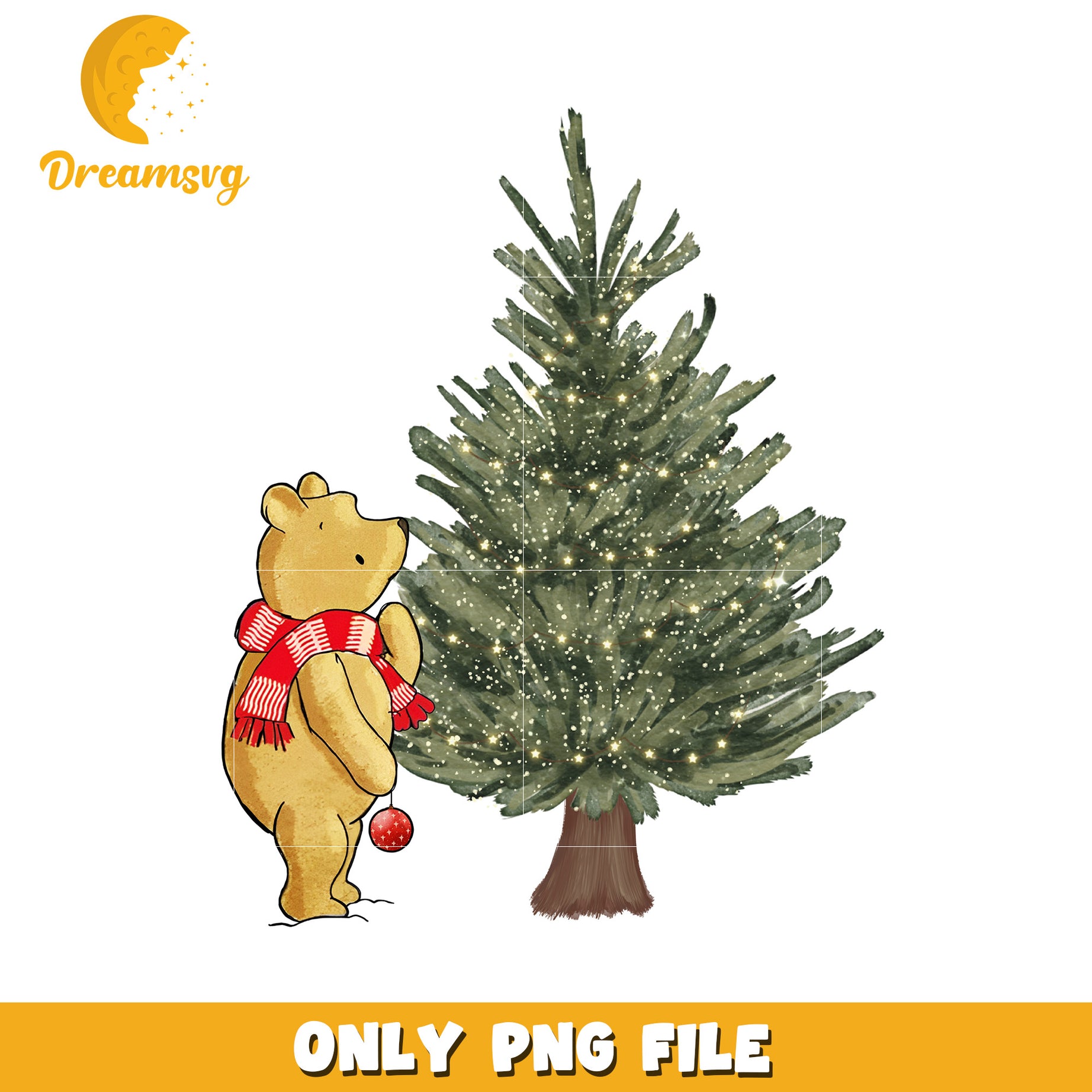 Pooh christmas tree png, disney winter joy png, holiday happiness png