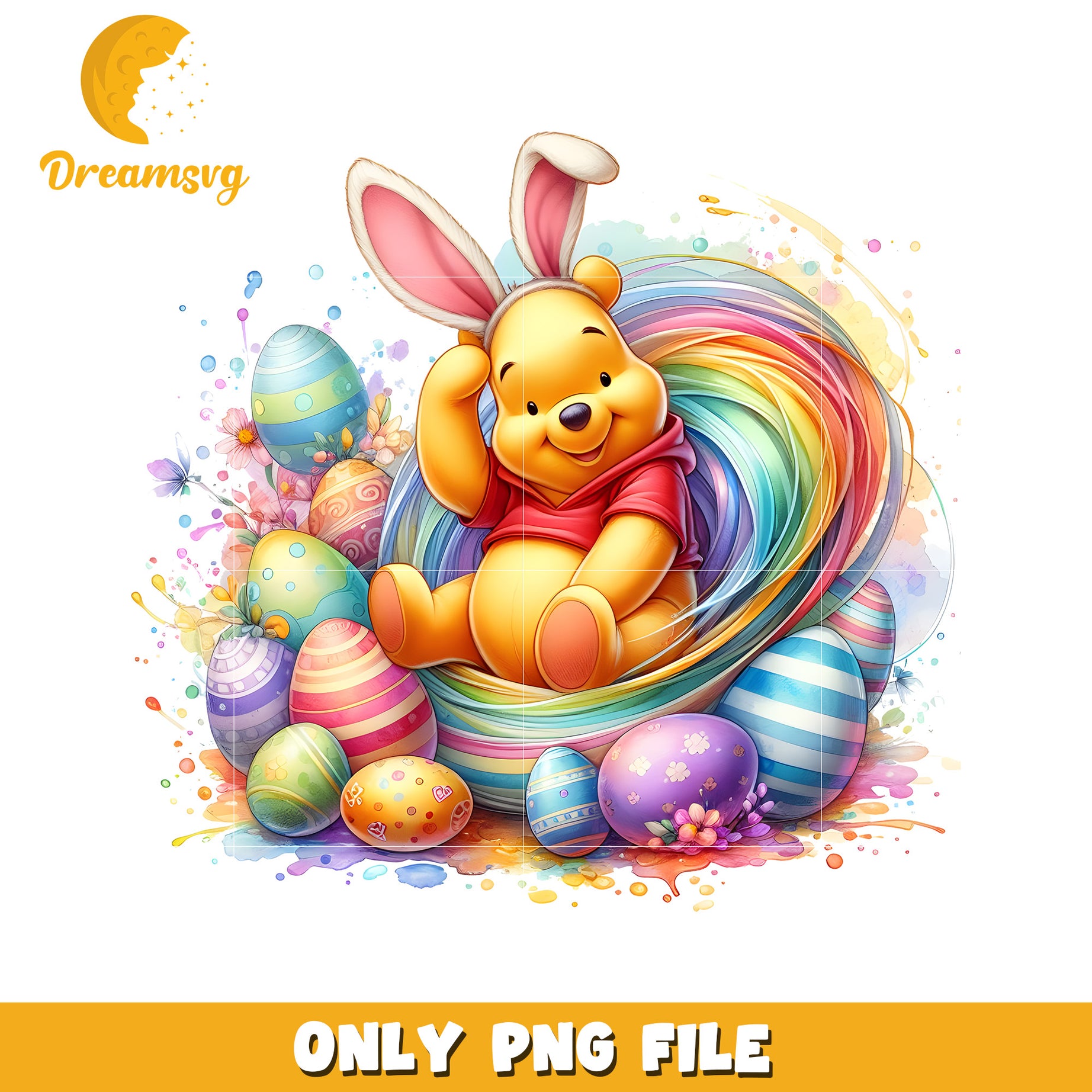 Pooh easter day design png, disney cast png, easter day png