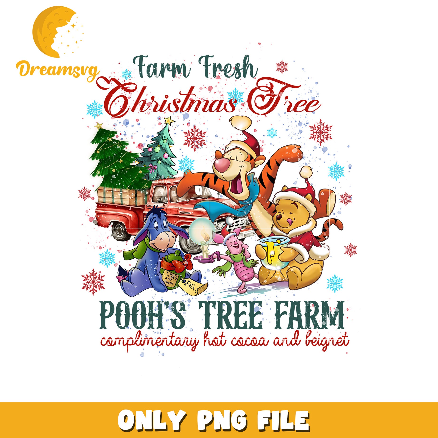 Pooh fresh png, christmas magic png, disney holiday png