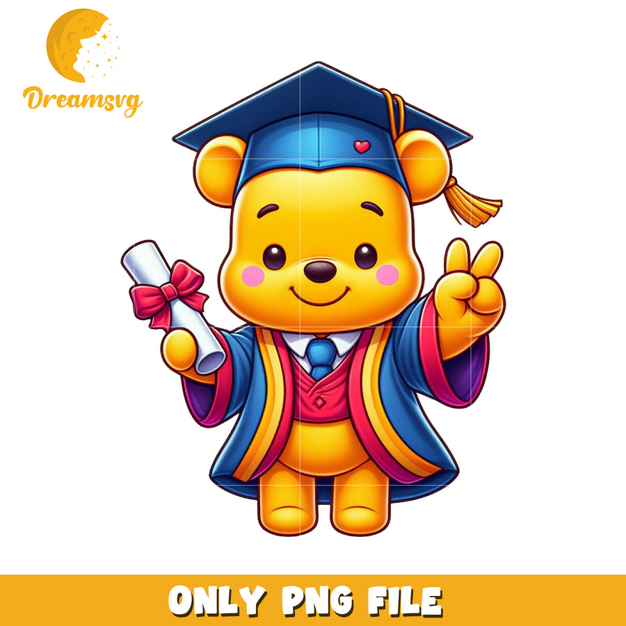 Pooh graduation png, winnie the pooh png, pooh the bear png