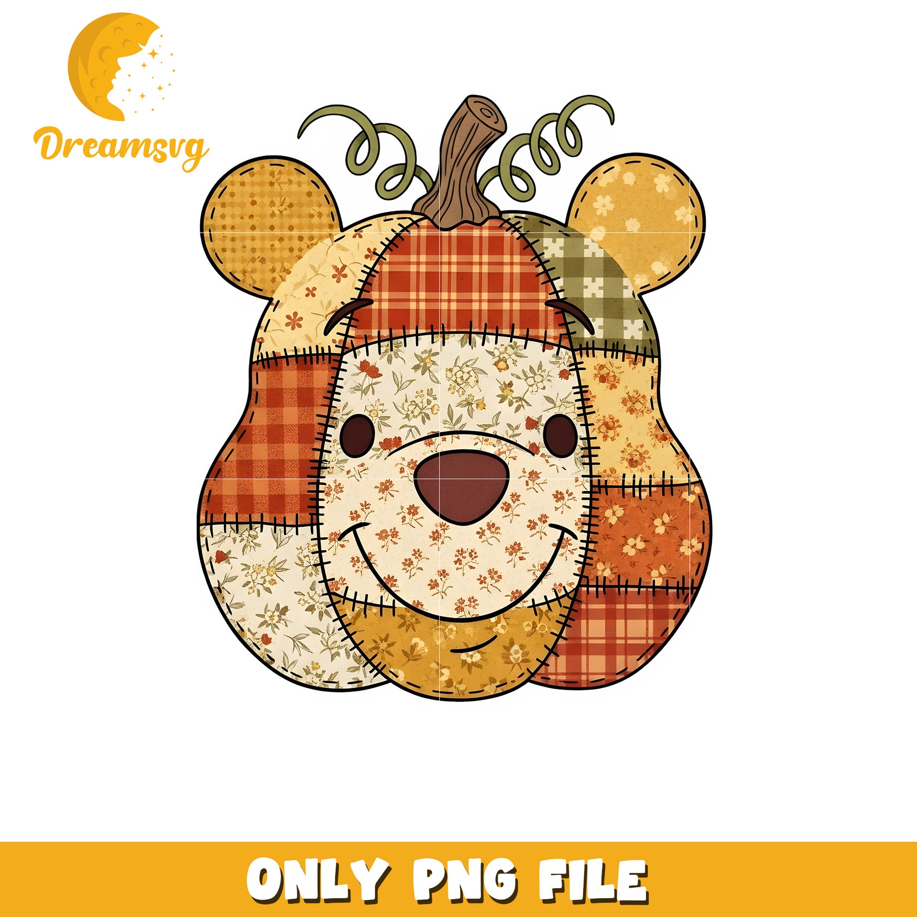 Pooh pumpkin design png, halloween png, halloween season png