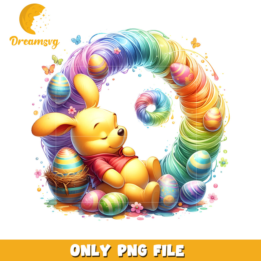 Pooh sleeping easter day png, winnie the pooh png, easter day png