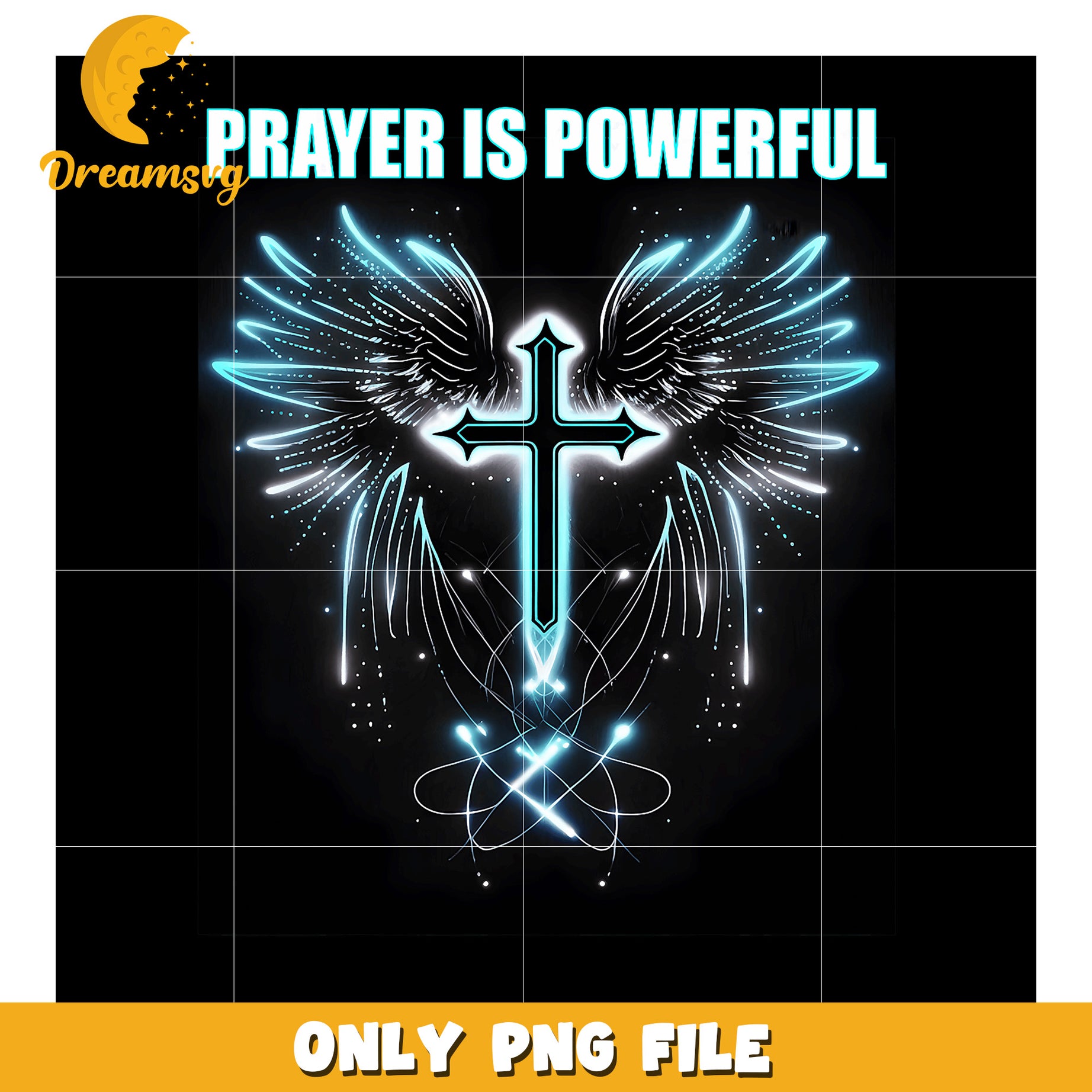 Powerful Prayer Cross PNG Design
