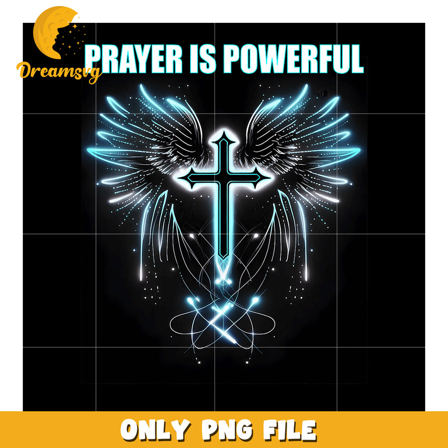 Powerful Prayer Cross PNG Design