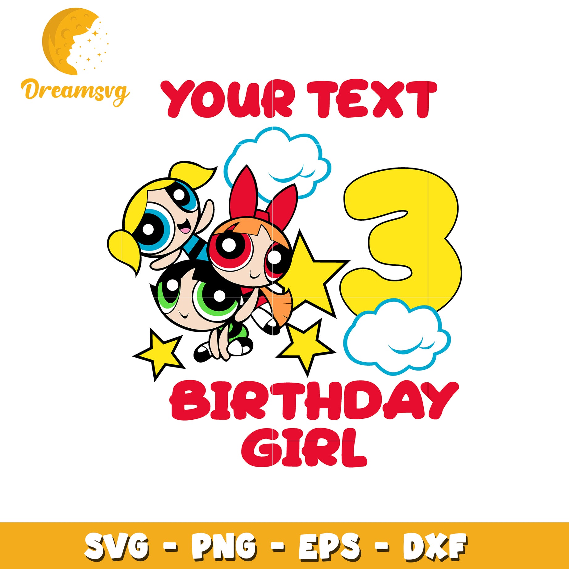 Powerpuff Girls 3rd Birthday SVG