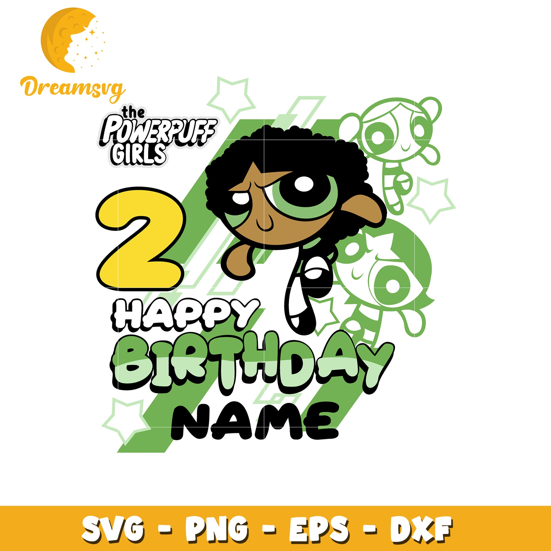 Powerpuff Girls Birthday SVG Design for Kids Celebrating 2nd Birthday