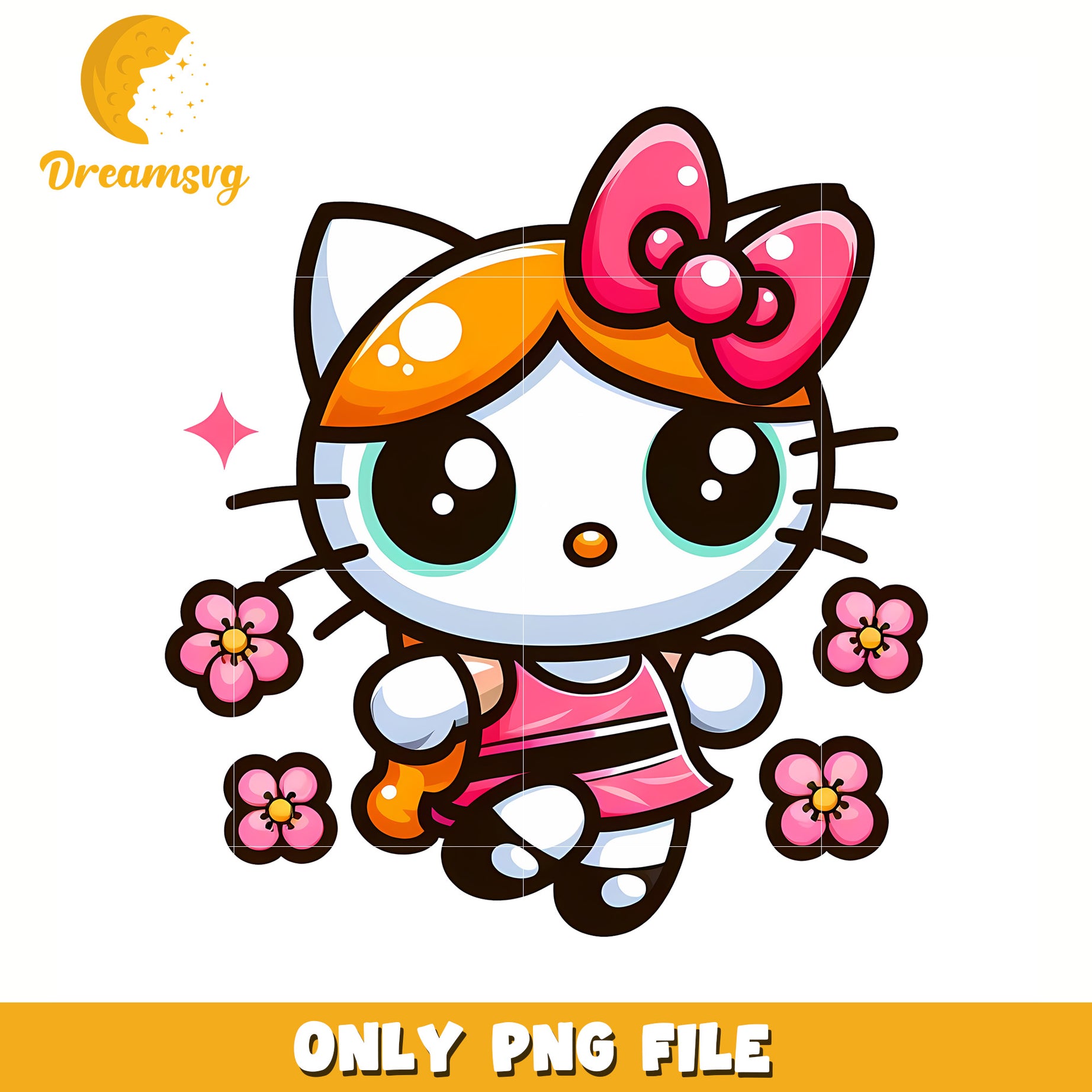 Power puff girls kitty png, hello kitty costume png, power puff girl png