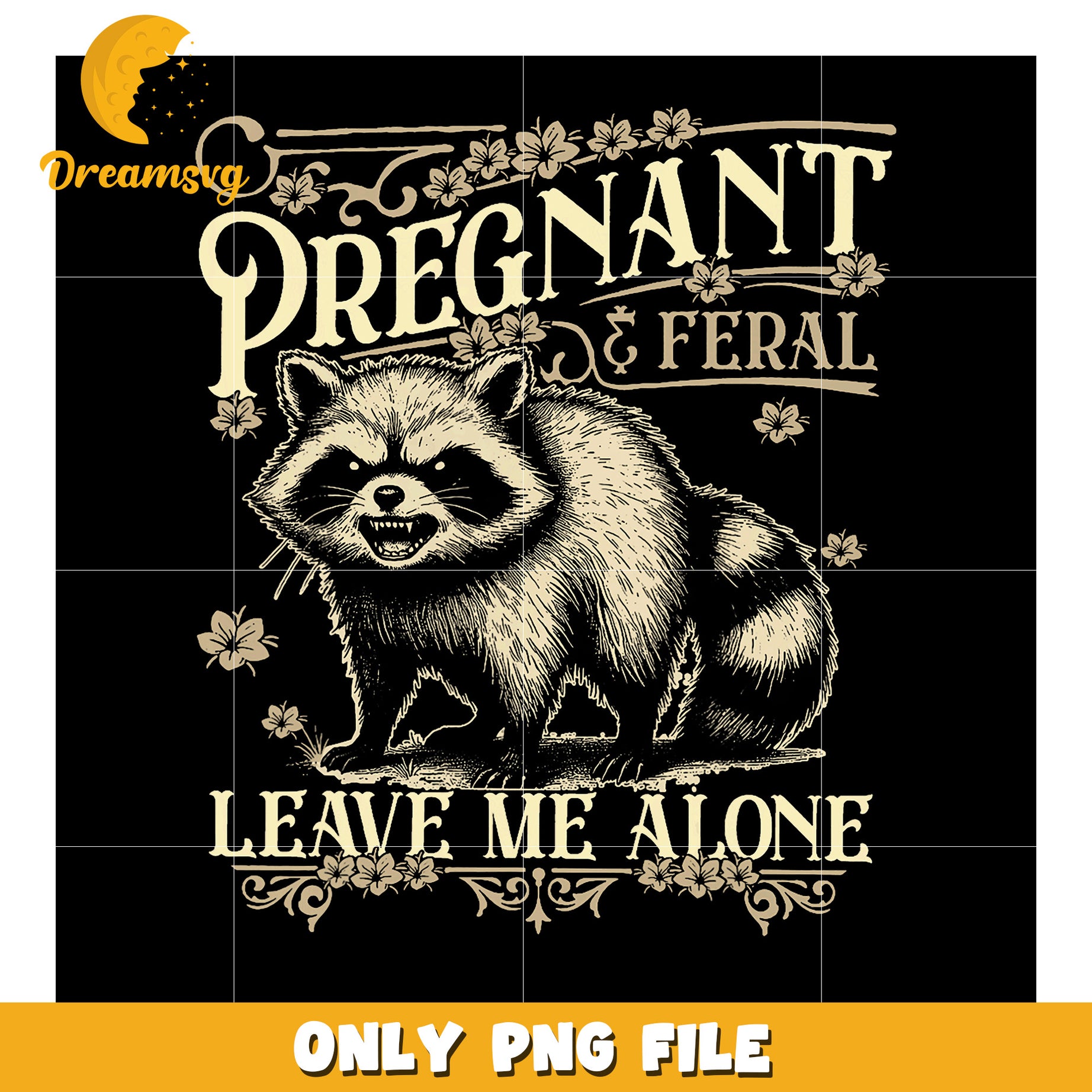 Pregnant & Feral Raccoon PNG Sublimation Design