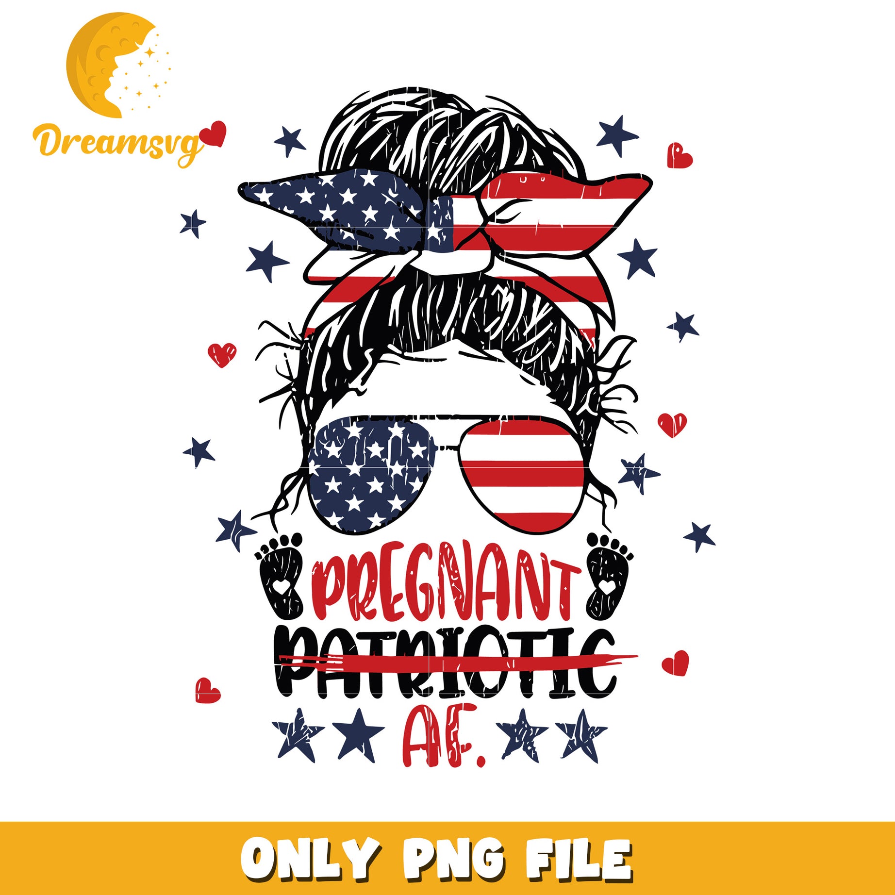 Pregnant patriotic af png, bold usa pregnancy png, independence day png
