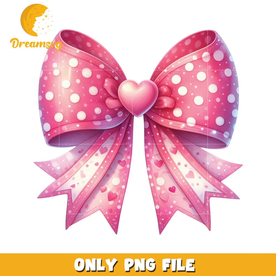 Pretty Pink Polka Dot Bow Decorative PNG File Download