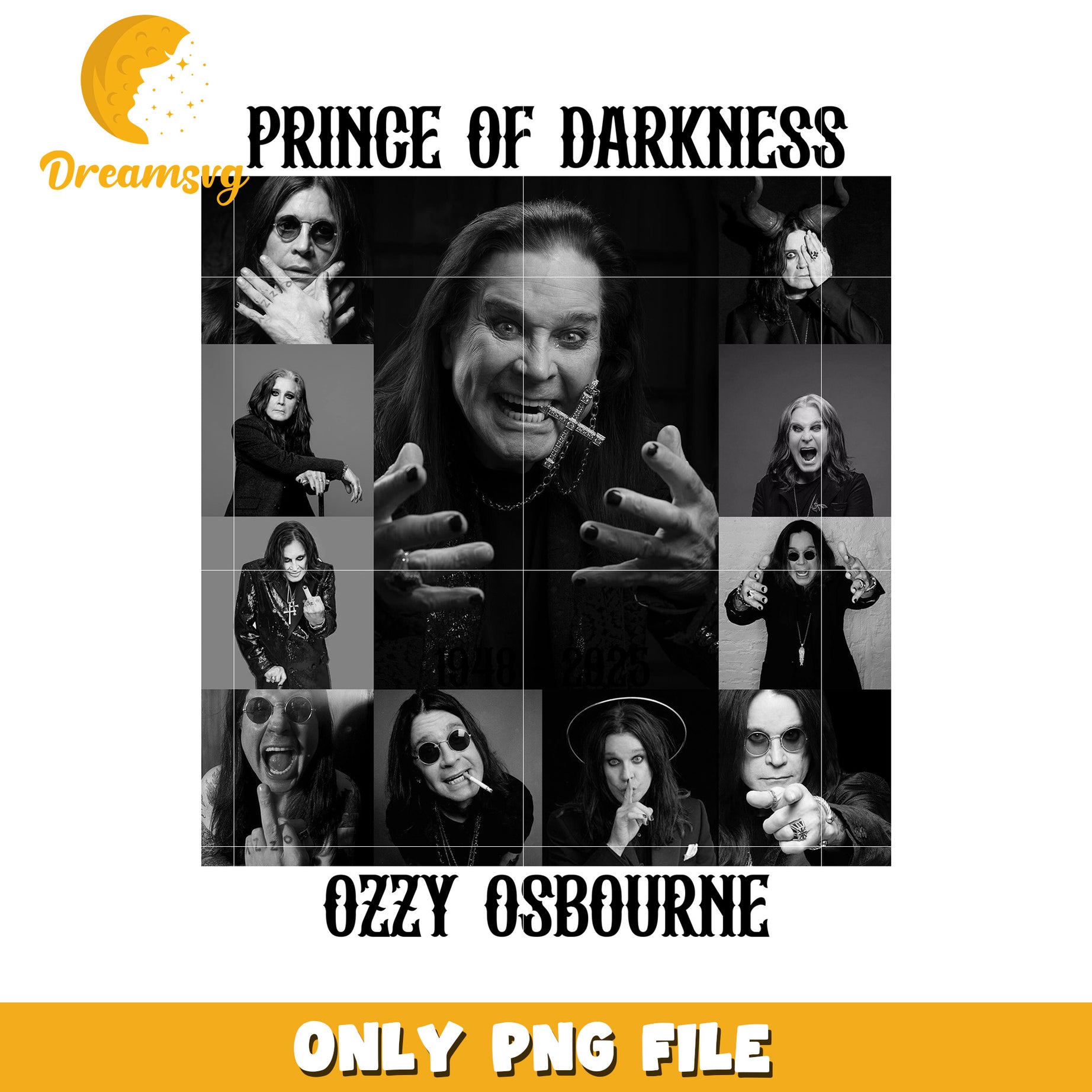 Prince of darkness ozzy osbourne png, metal legend art png, dark rock icon png