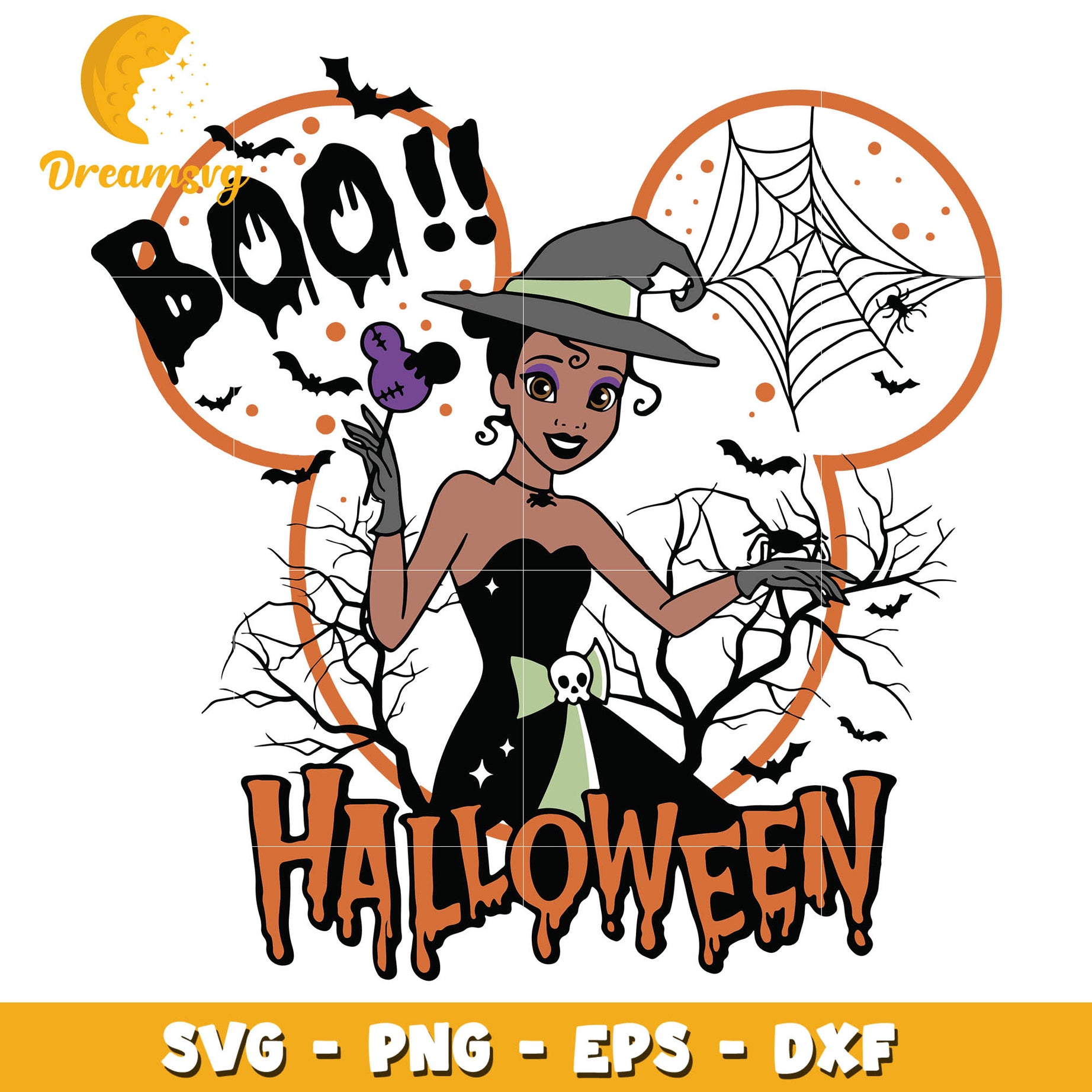 Tiana Princess Boo Halloween Svg