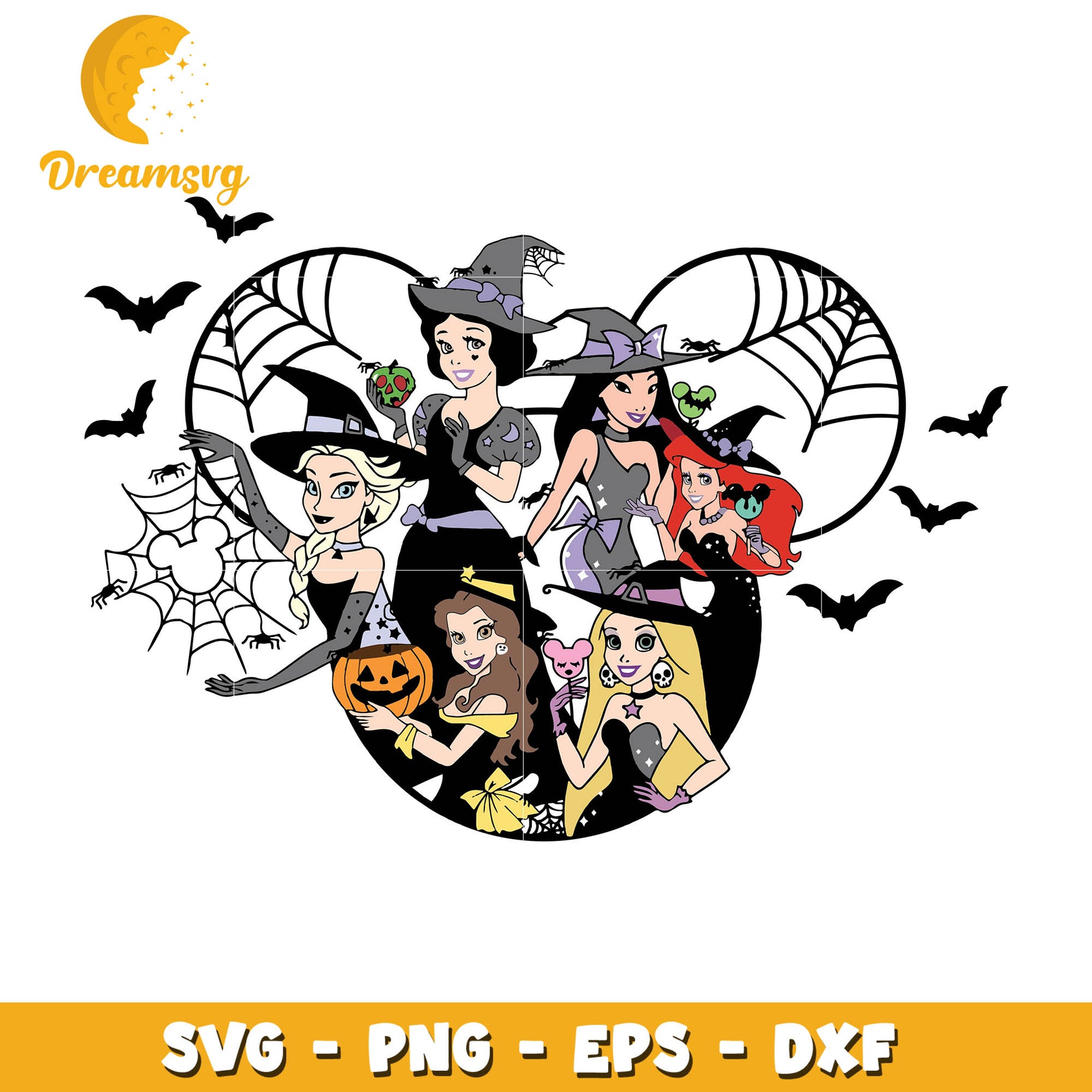 Disney Princess Halloween Svg, mickey head design svg