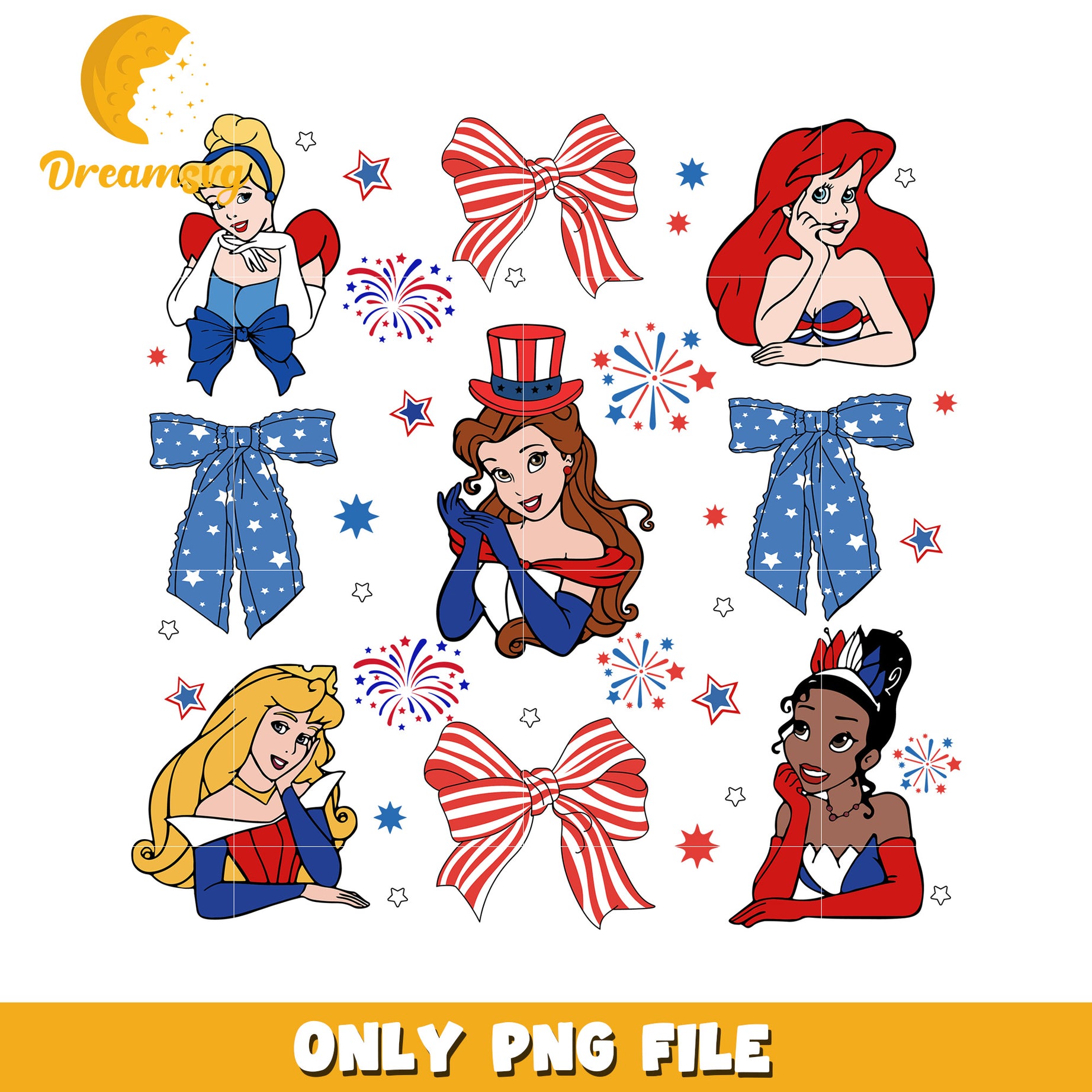 Princess 4th of July png, july 4th princess png, disney princess png