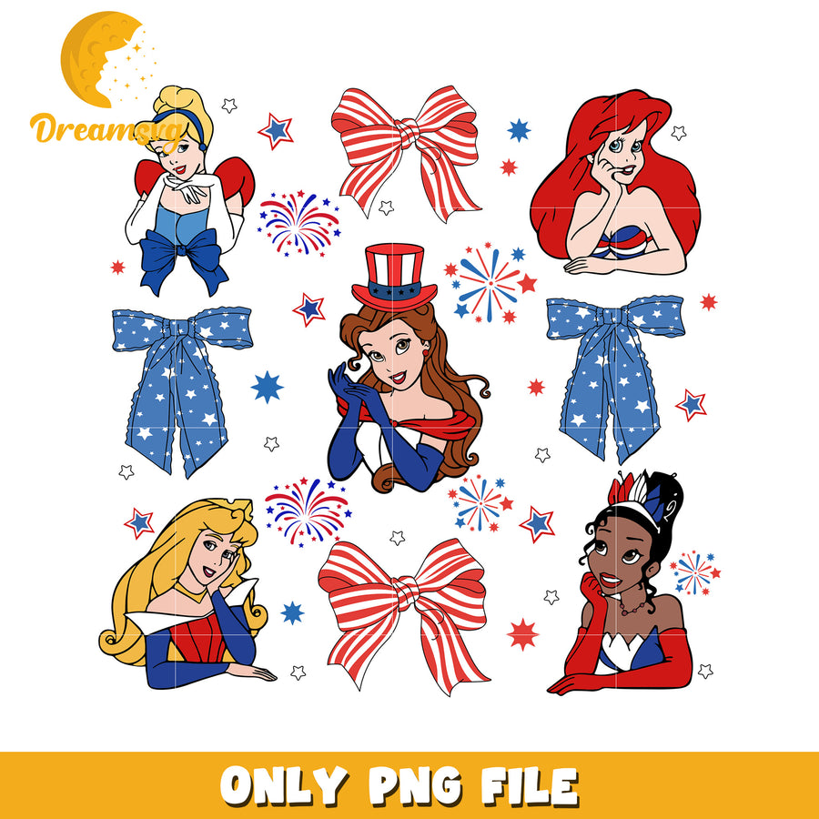 Princess 4th of July png, july 4th princess png, disney princess png