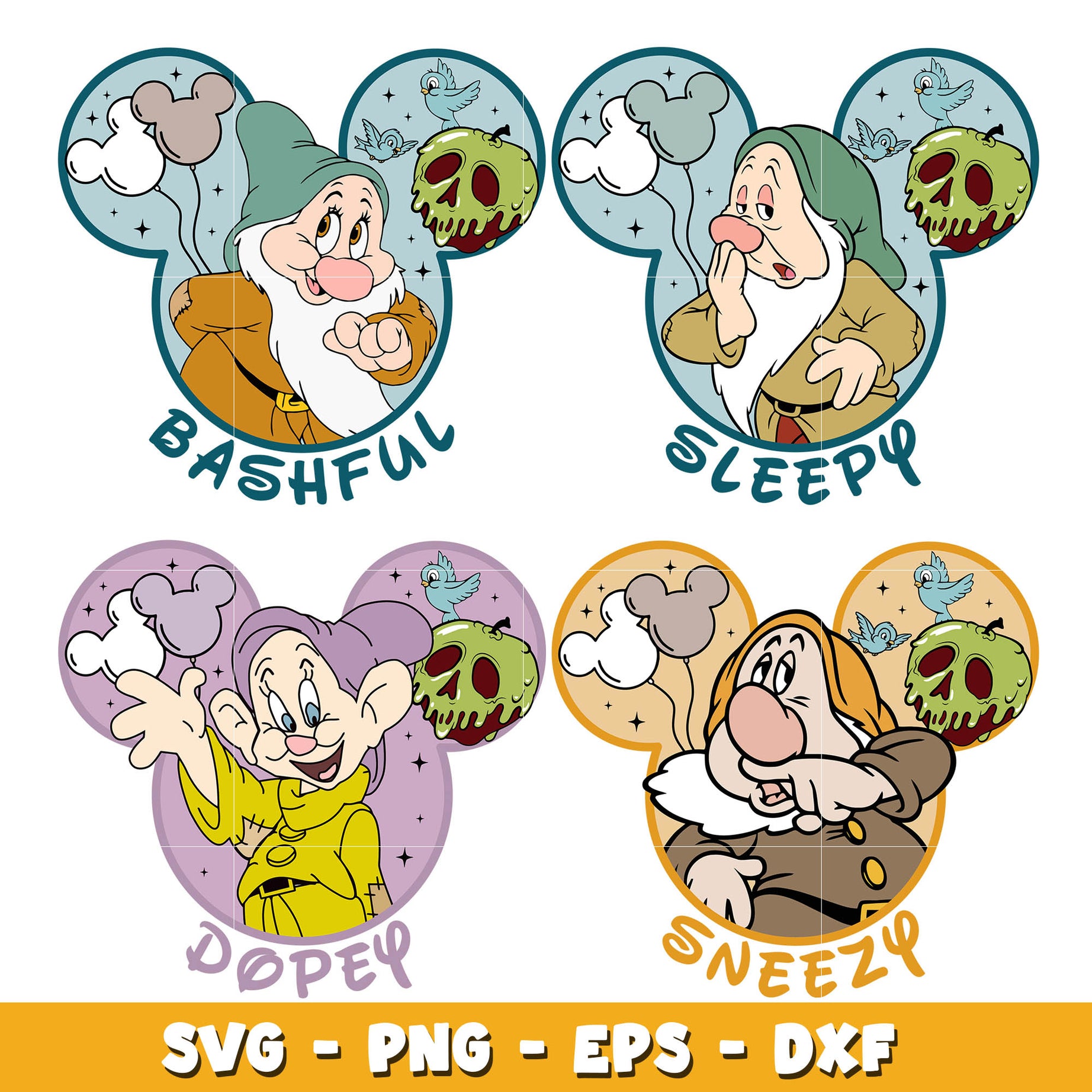 The Seven Dwarfs and friends  bundle svg, Disney svg, Digital download 