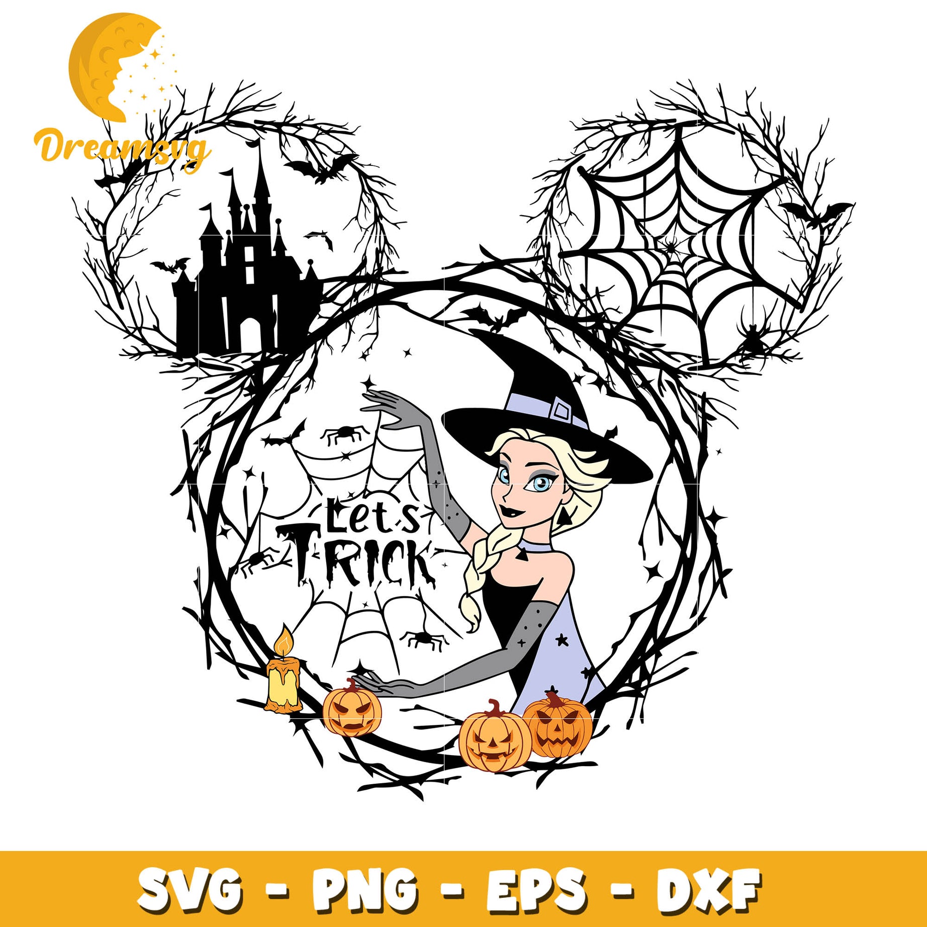 Elsa Princess Let's Trick Halloween Svg