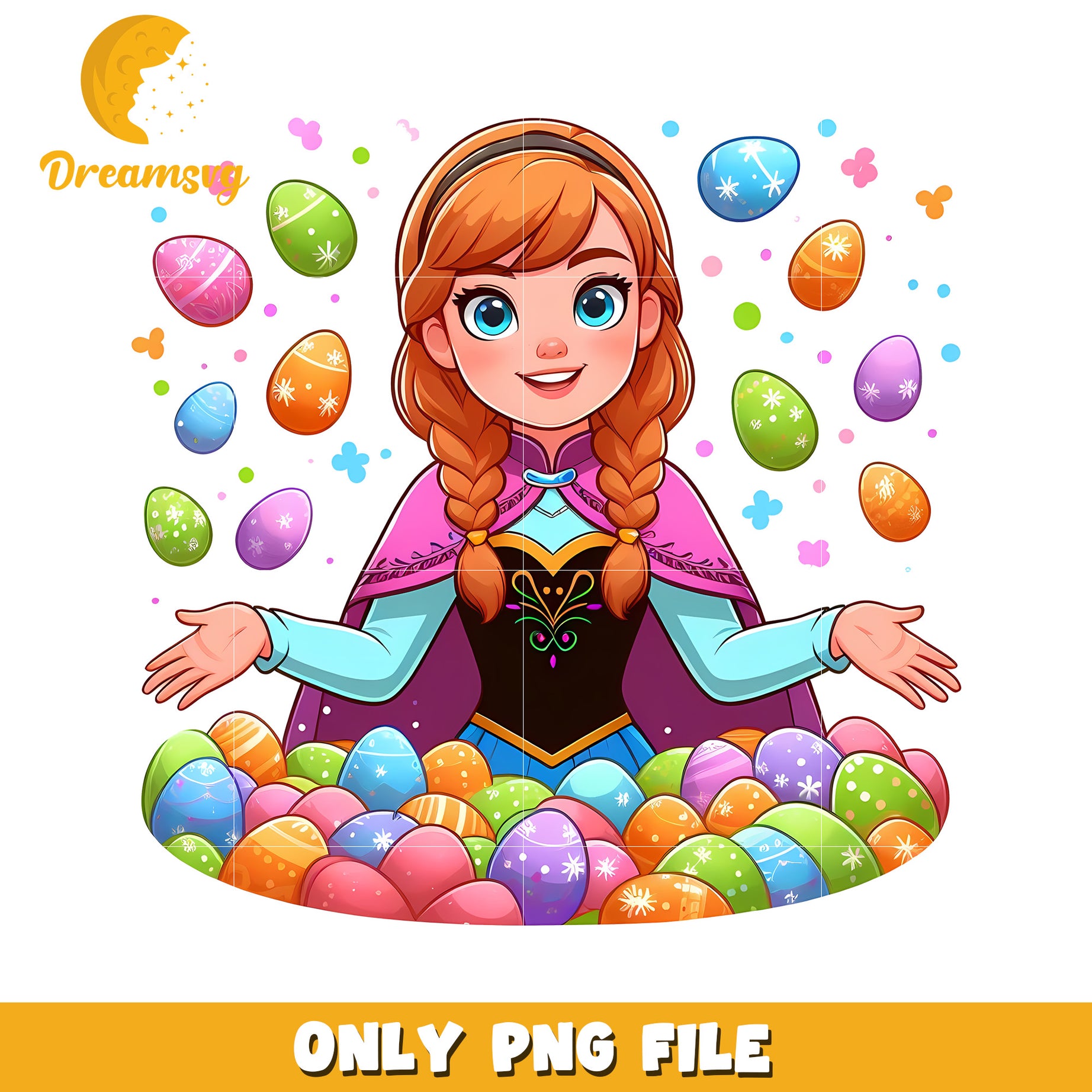 Princess anna and easter eggs png, happy easter day png, disney png