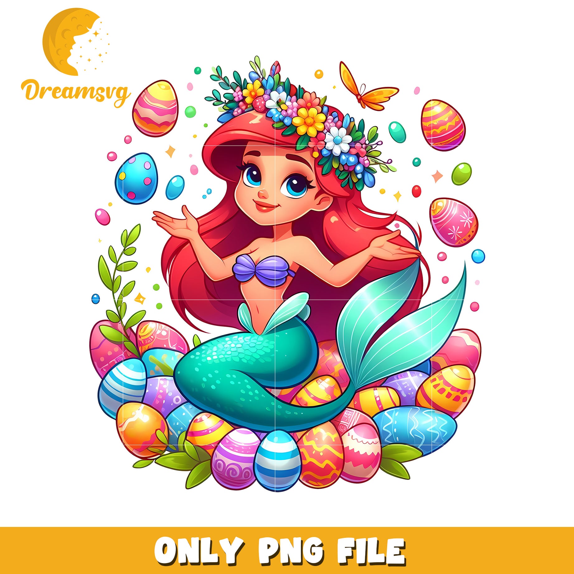 Princess ariel and easter eggs png, easter eggs png, disney png