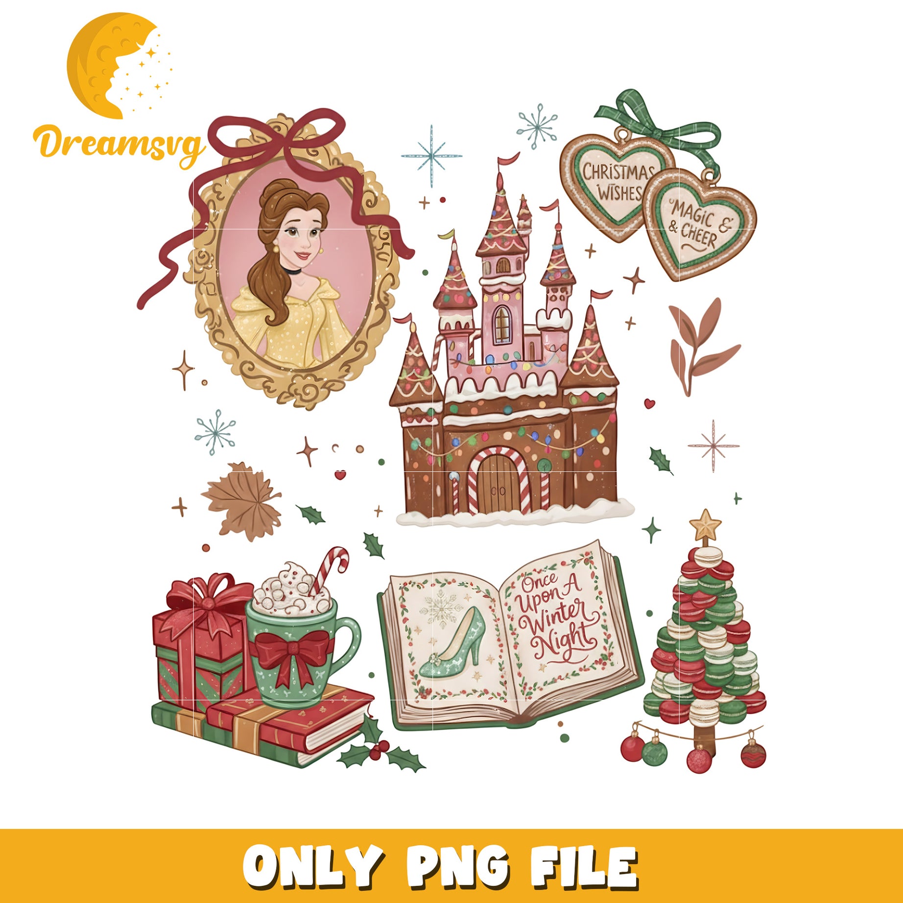 Princess belle png, christmas movie​ png, christmas tree​ png