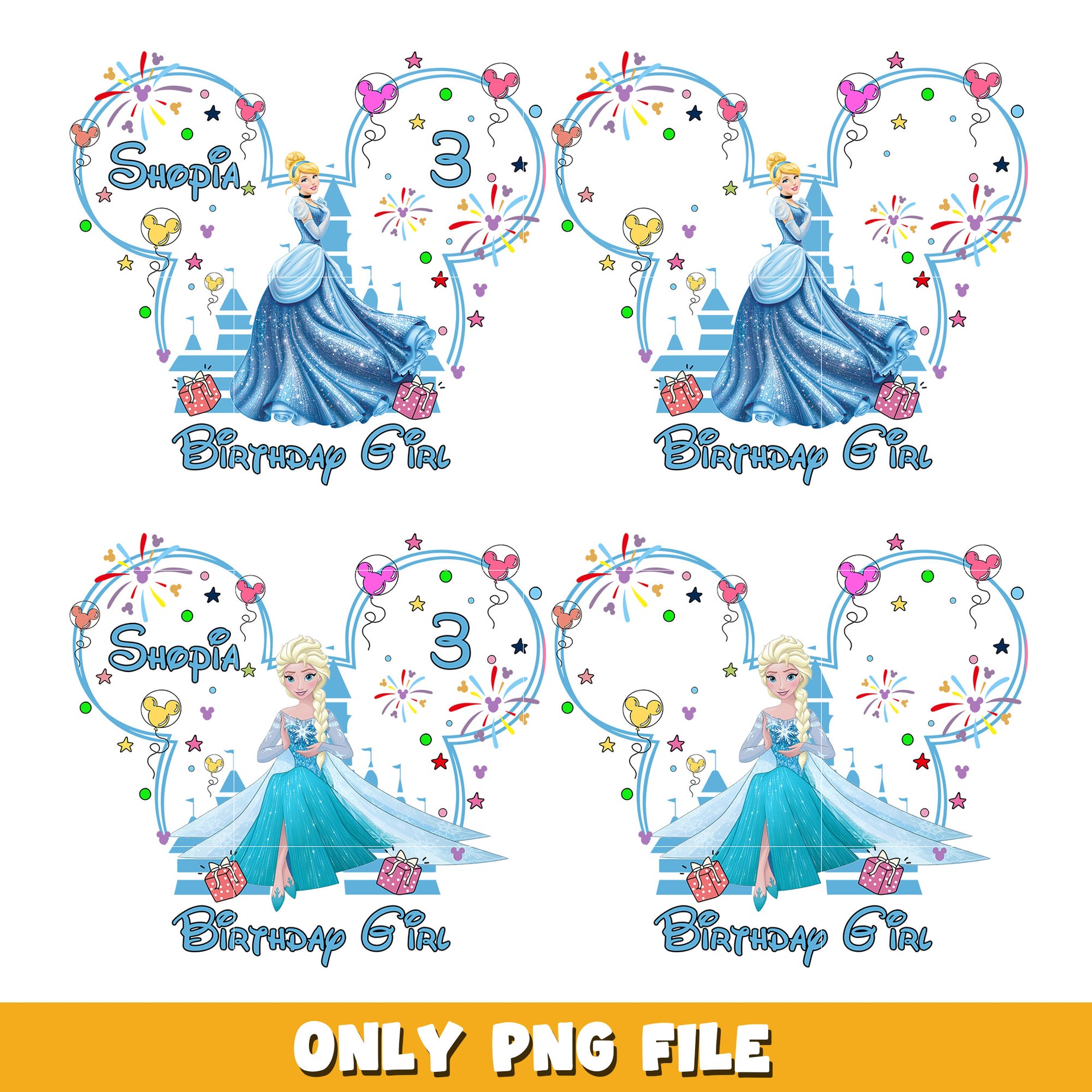 Frozen elsa Birthday Girl bundle png, Disney cartoon png, Digital download 