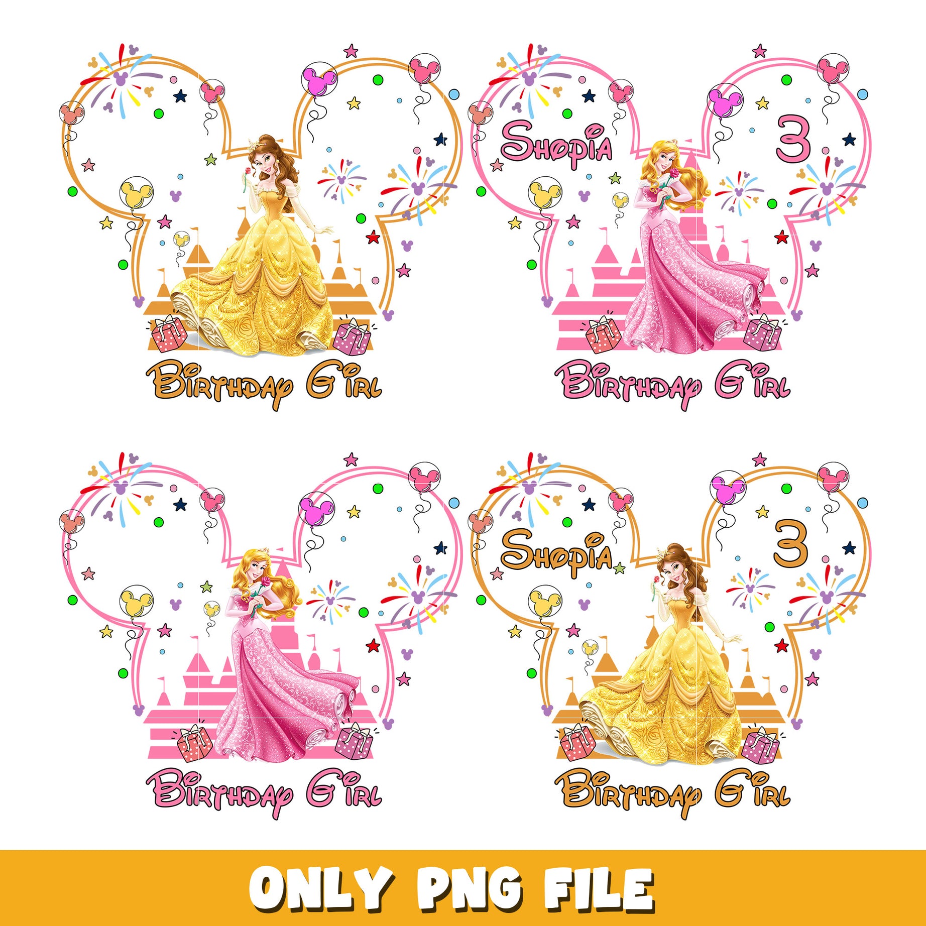 Princess Aurora and Belle bundle png, Princess png, Disney cartoon png, Digital download  