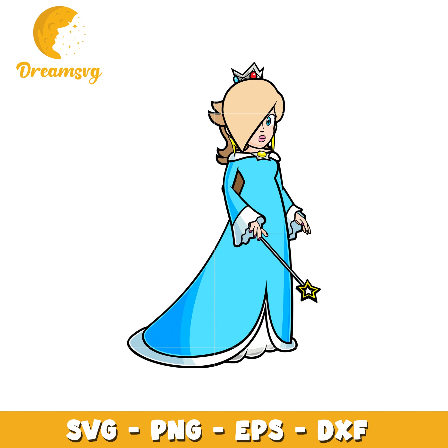 Princess in Blue Dress SVG File for Crafting and Design