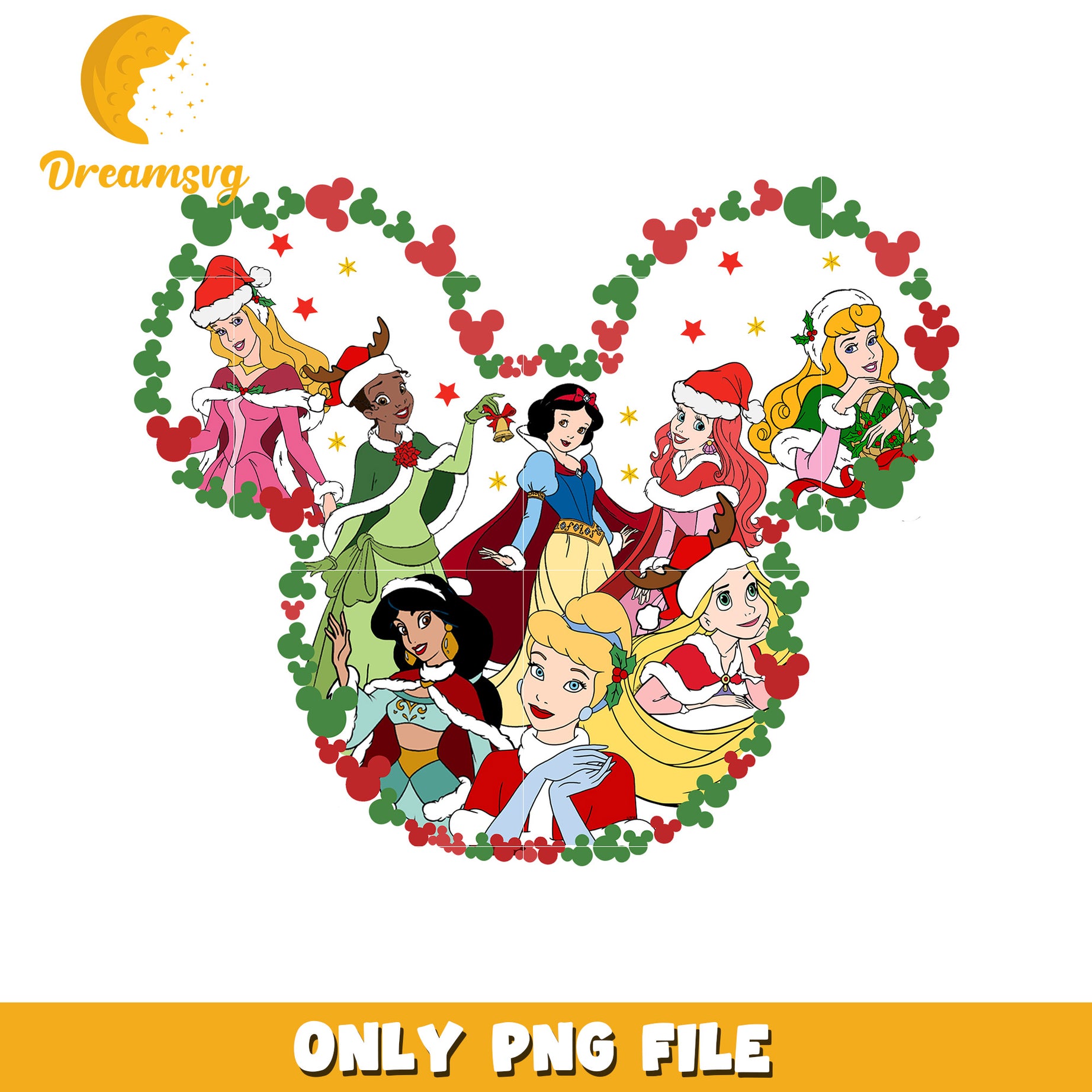 Princess mickey png, christmas magic png, disney holiday png