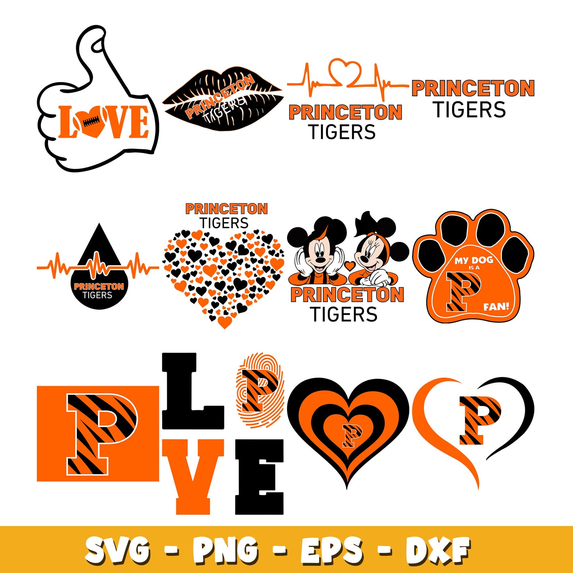 Princeton Tigers love Bundle svg, Princeton Tigers logo svg, ncaa svg  