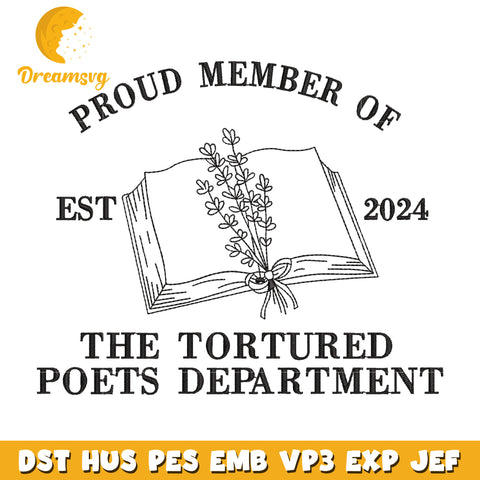 The tortured poets department embroidery design