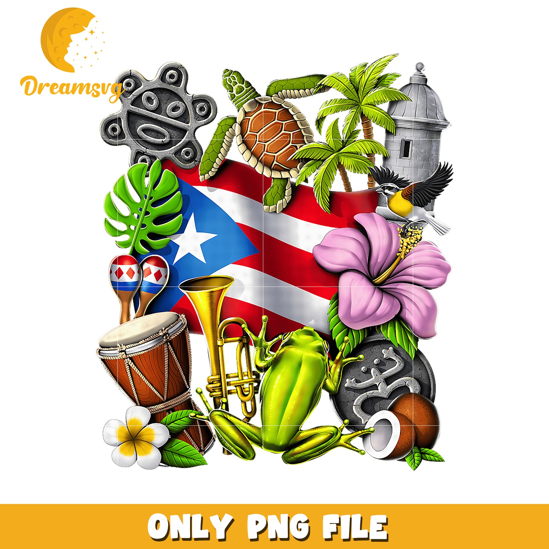 Puerto Rico PNG Tropical Elements Design