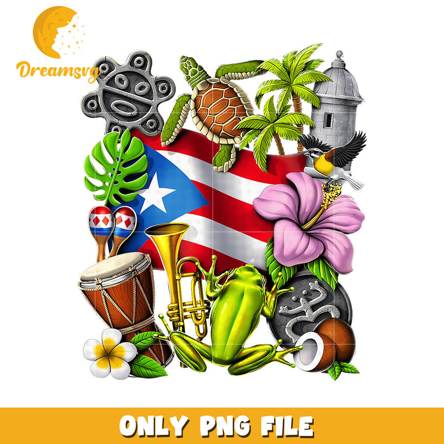 Puerto Rico PNG Tropical Elements Design