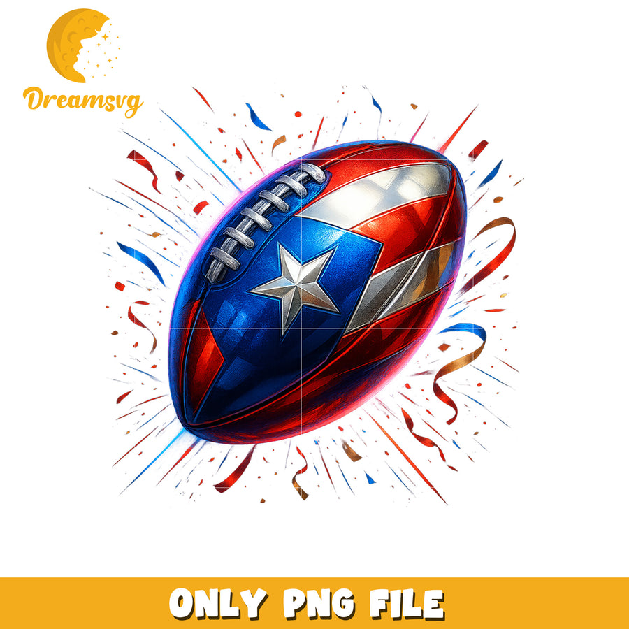 Puerto rico rugby ball png, american football art png, super bowl merch png