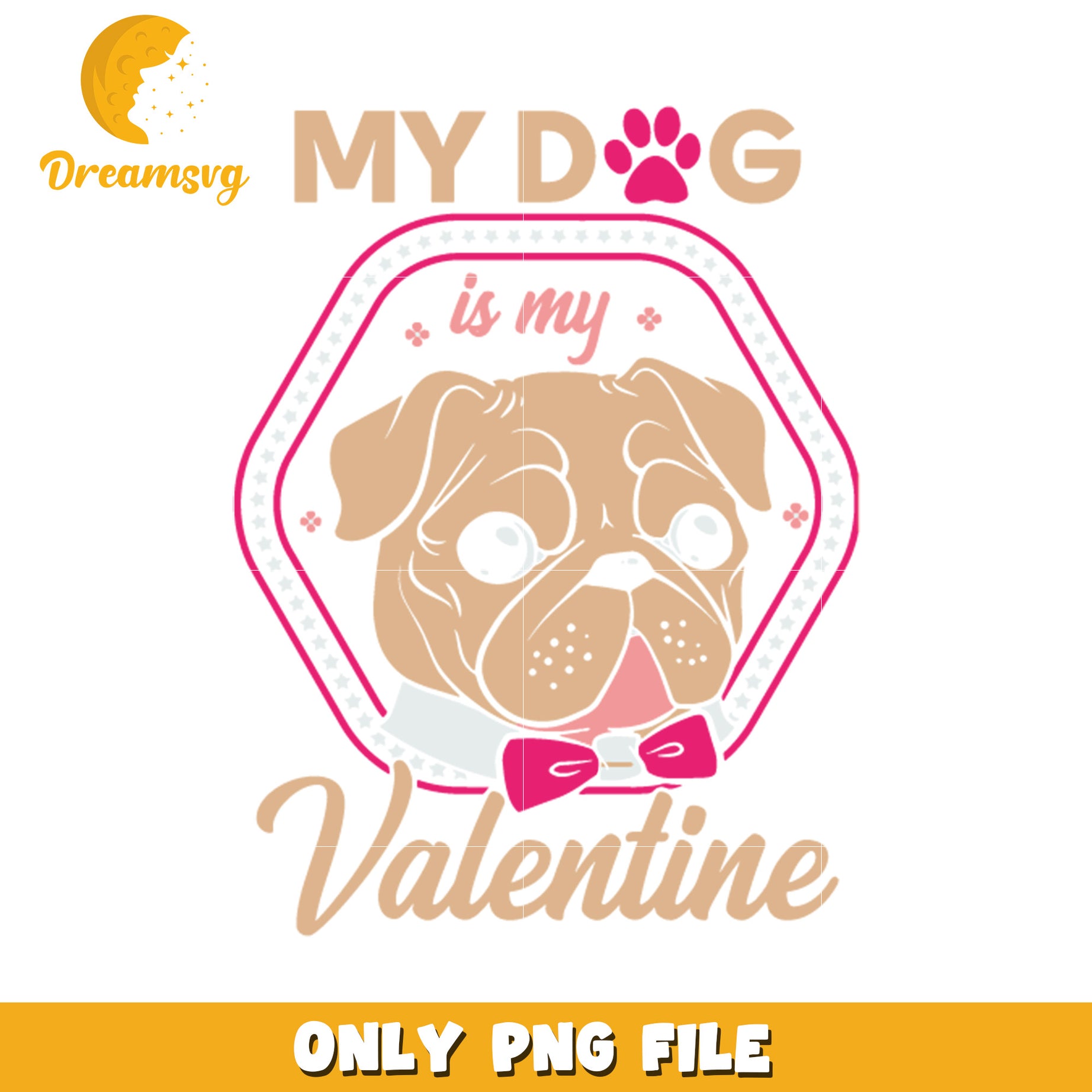 Pug Valentine Dog PNG Design