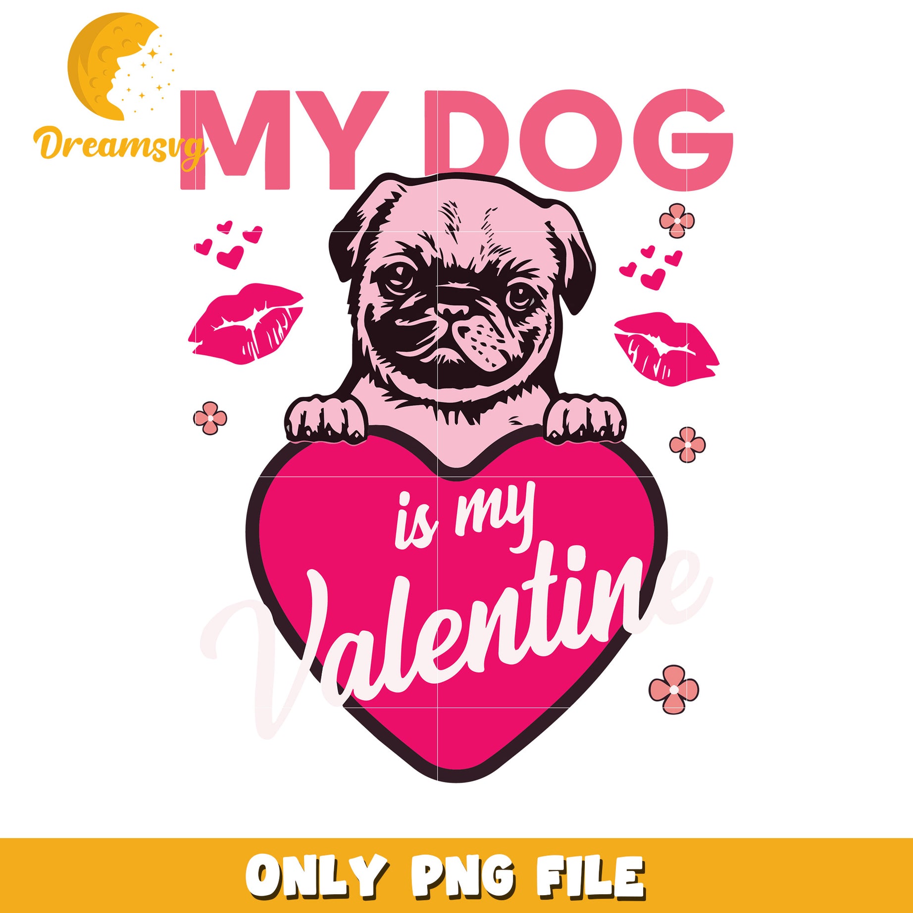 Pug Valentine PNG Design