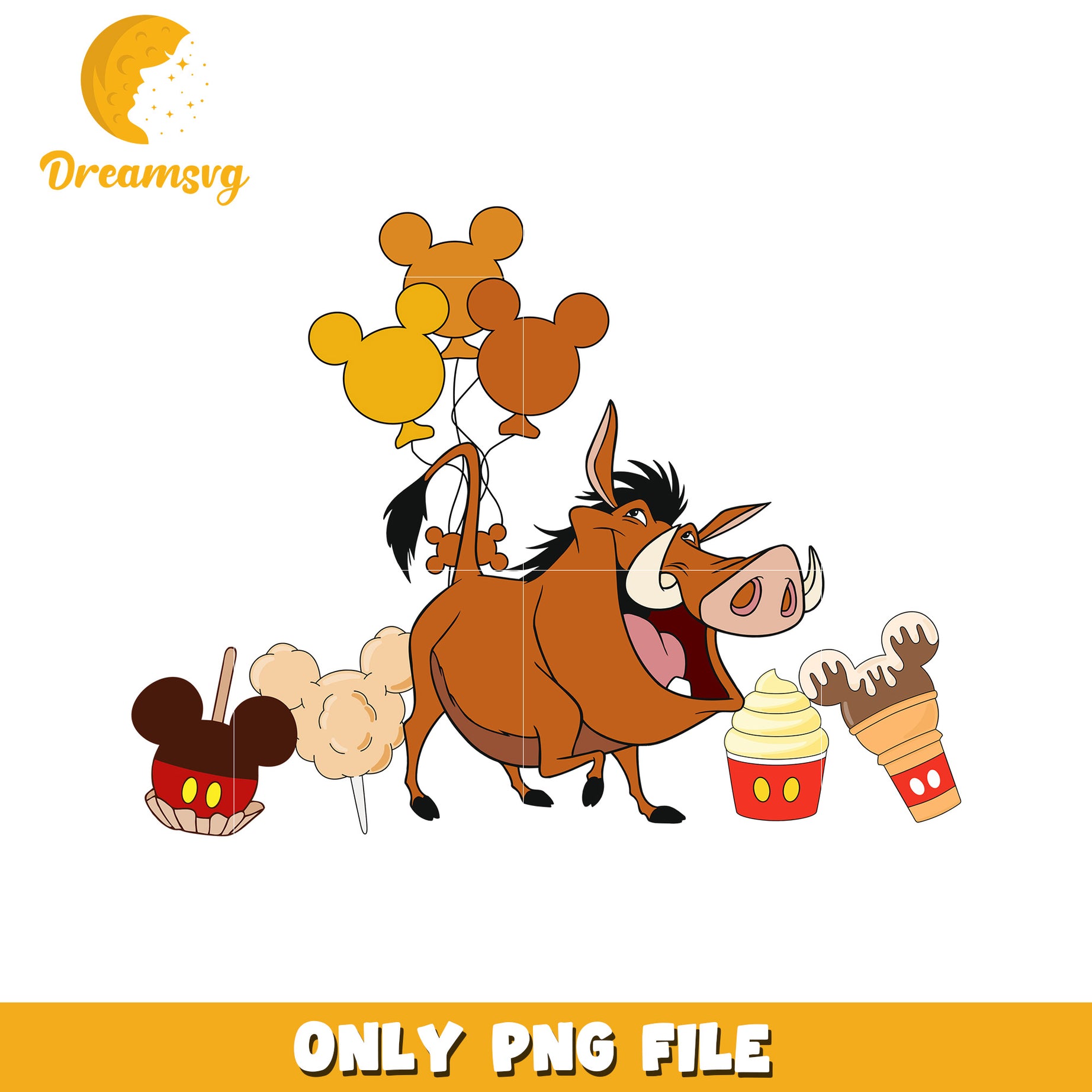 Pumbaa with the ice cream png, the lion king movie, lion king png