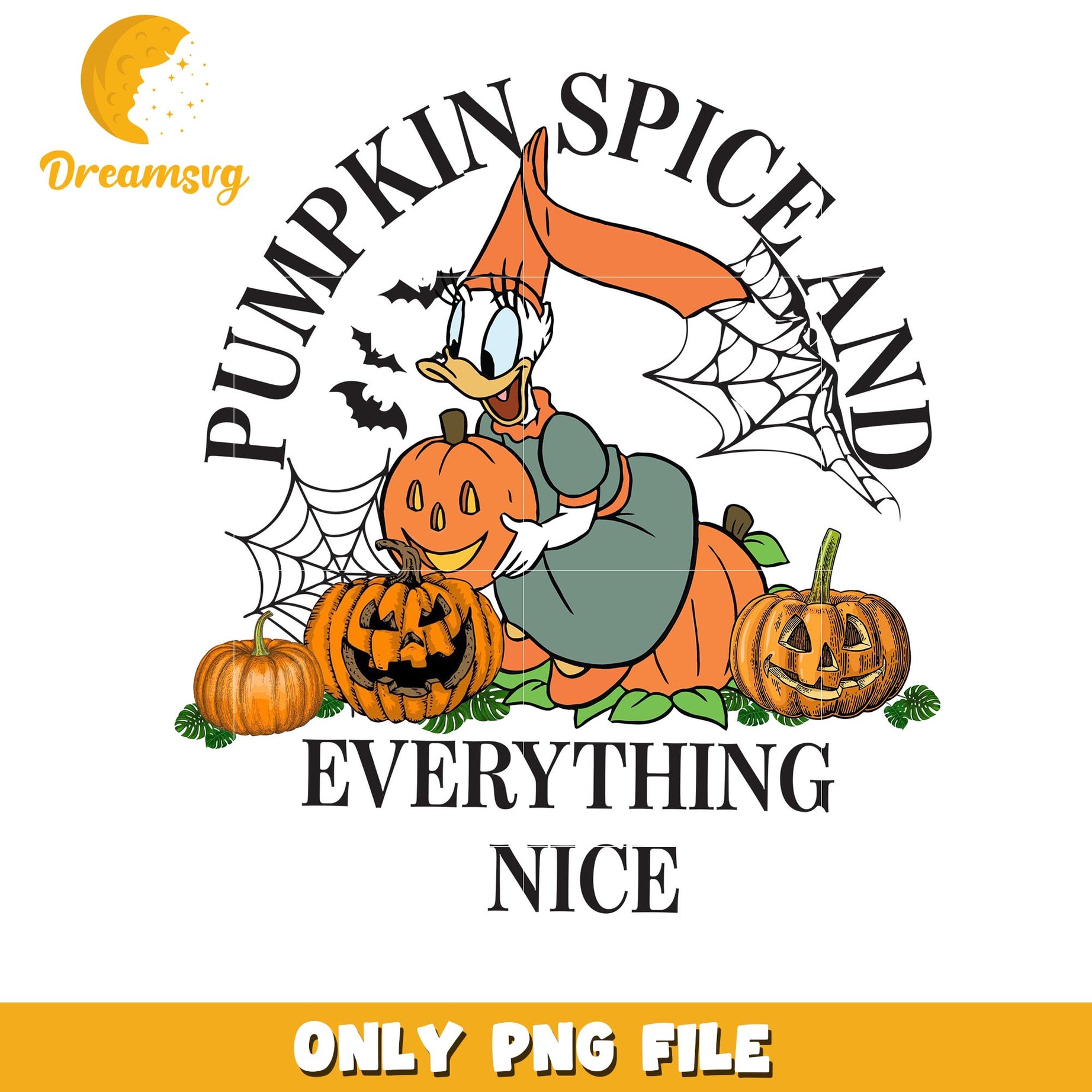Pumpkin spice and everything nice Daisy png, Disney friends halloween vibes png