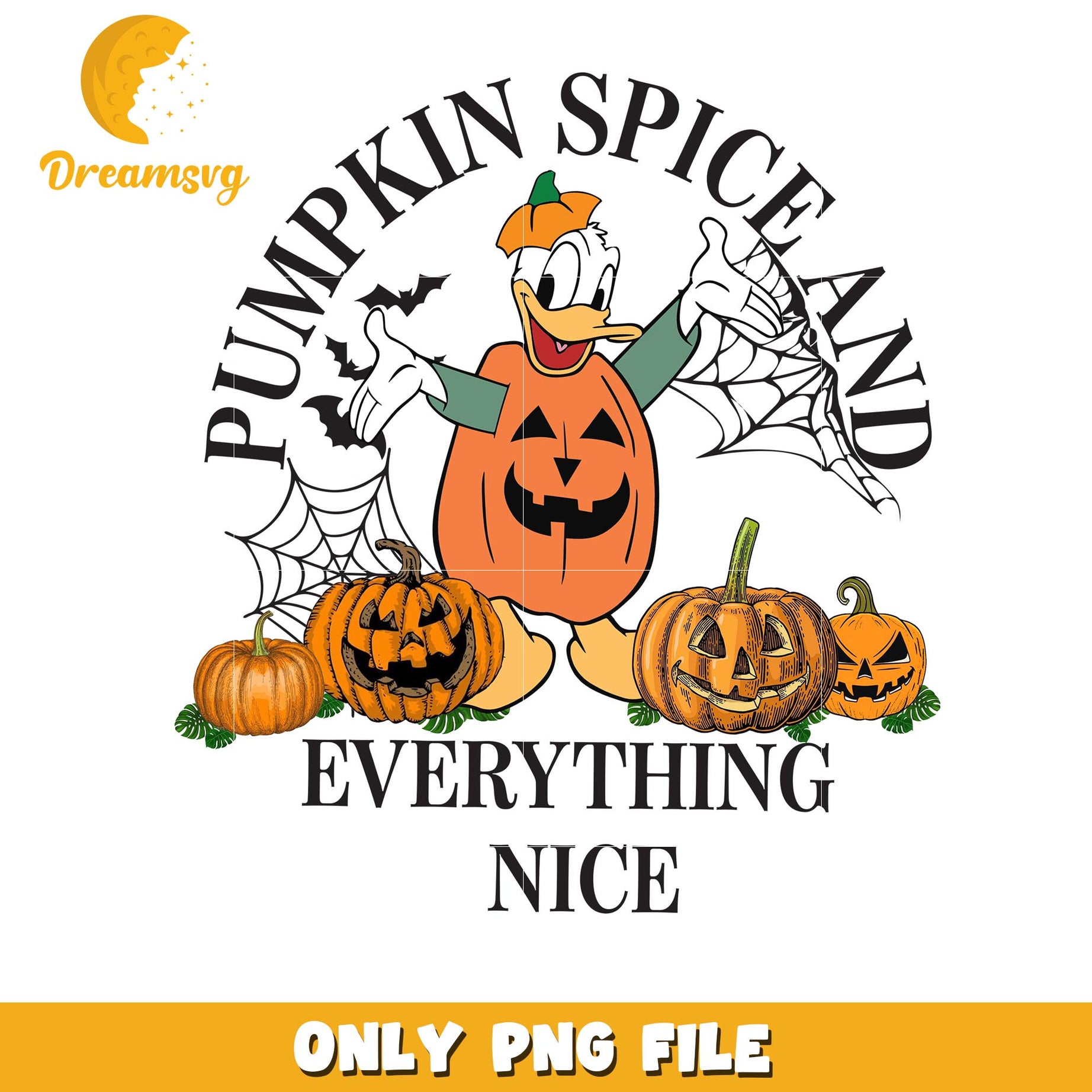 Pumpkin spice and everything nice Donald png, Disney friends halloween vibes png