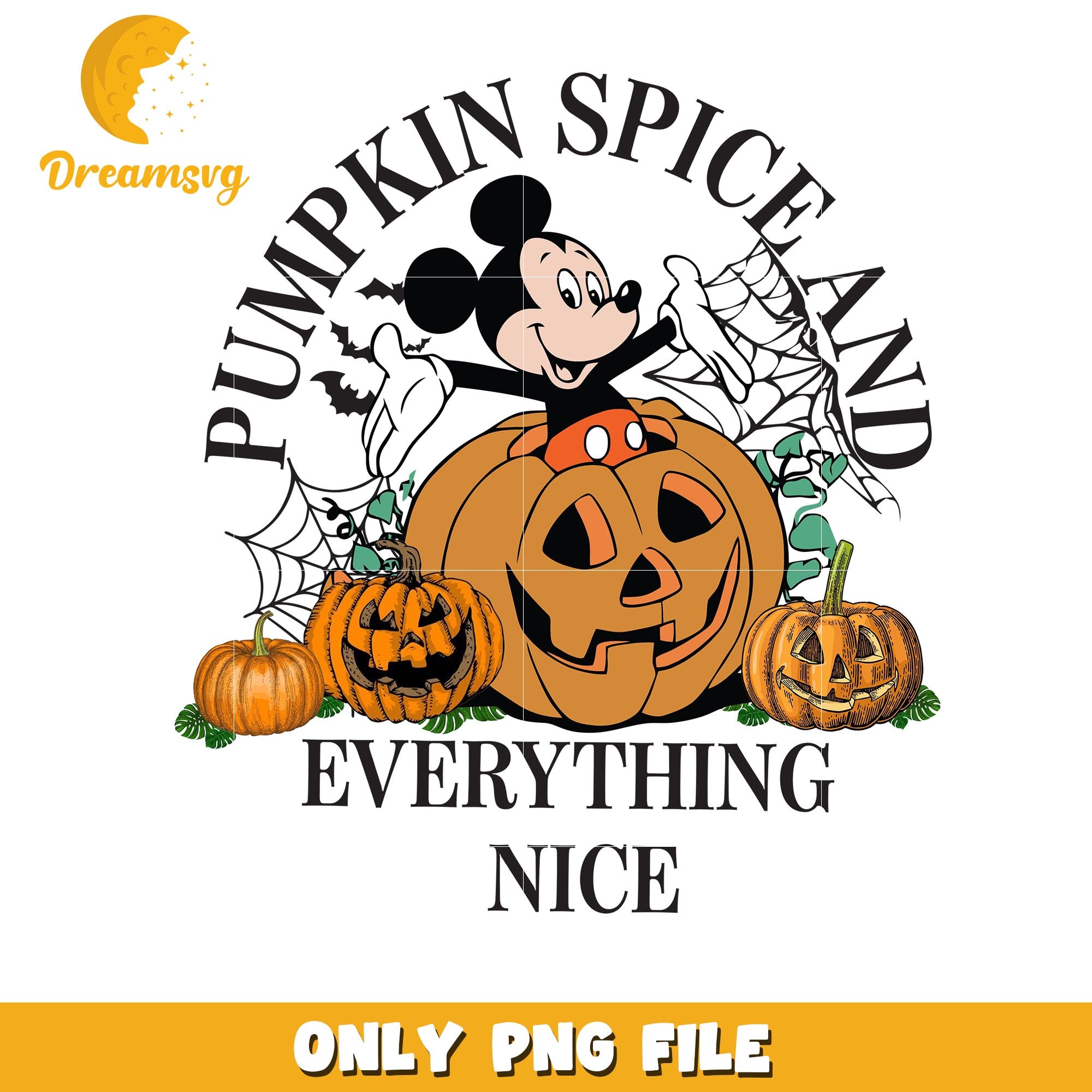 Pumpkin spice and everything nice Mickey png, Disney friends halloween vibes png