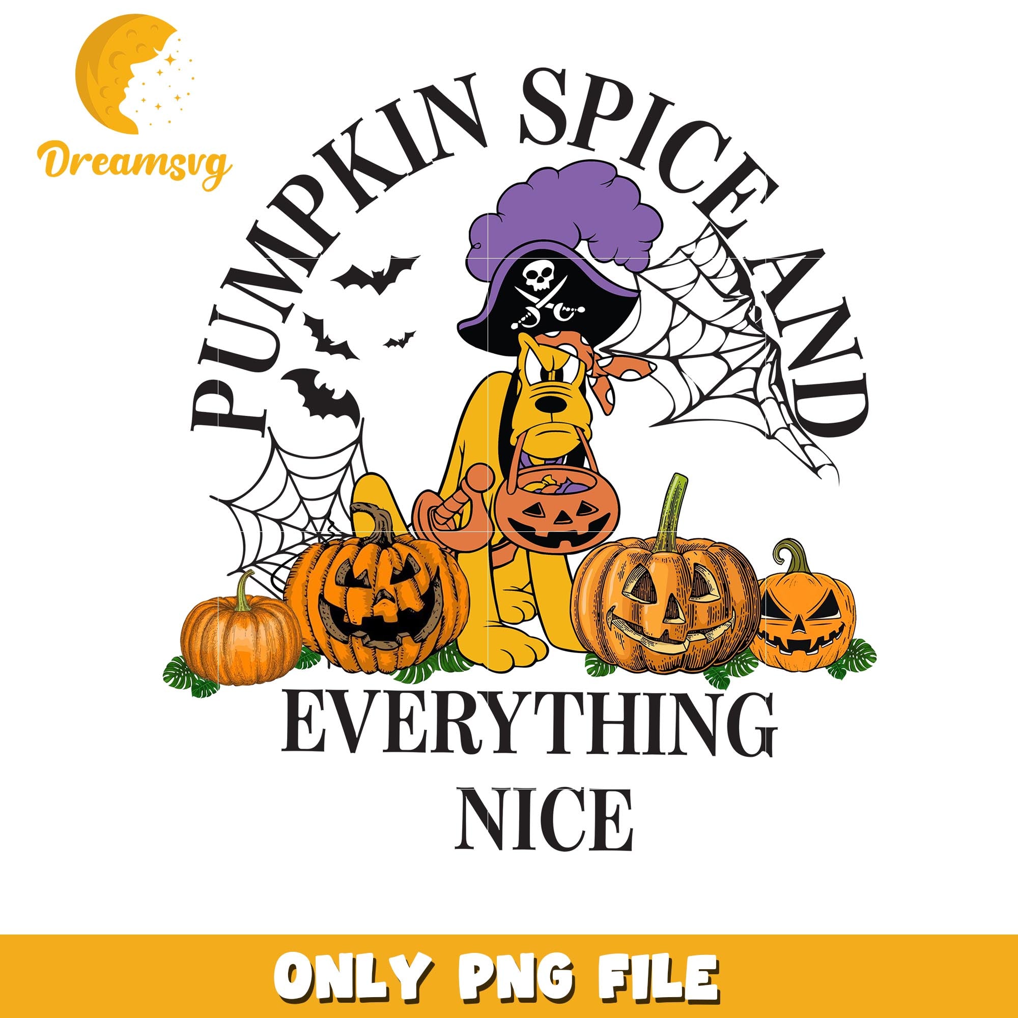 Pumpkin spice and everything nice Pluto png, Disney friends halloween vibes png