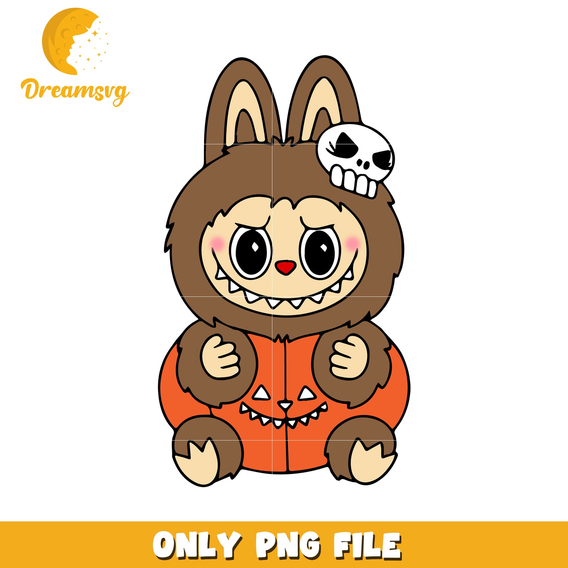 Pumpkin labubu design png, trick or treat  png, halloween pumpkin png