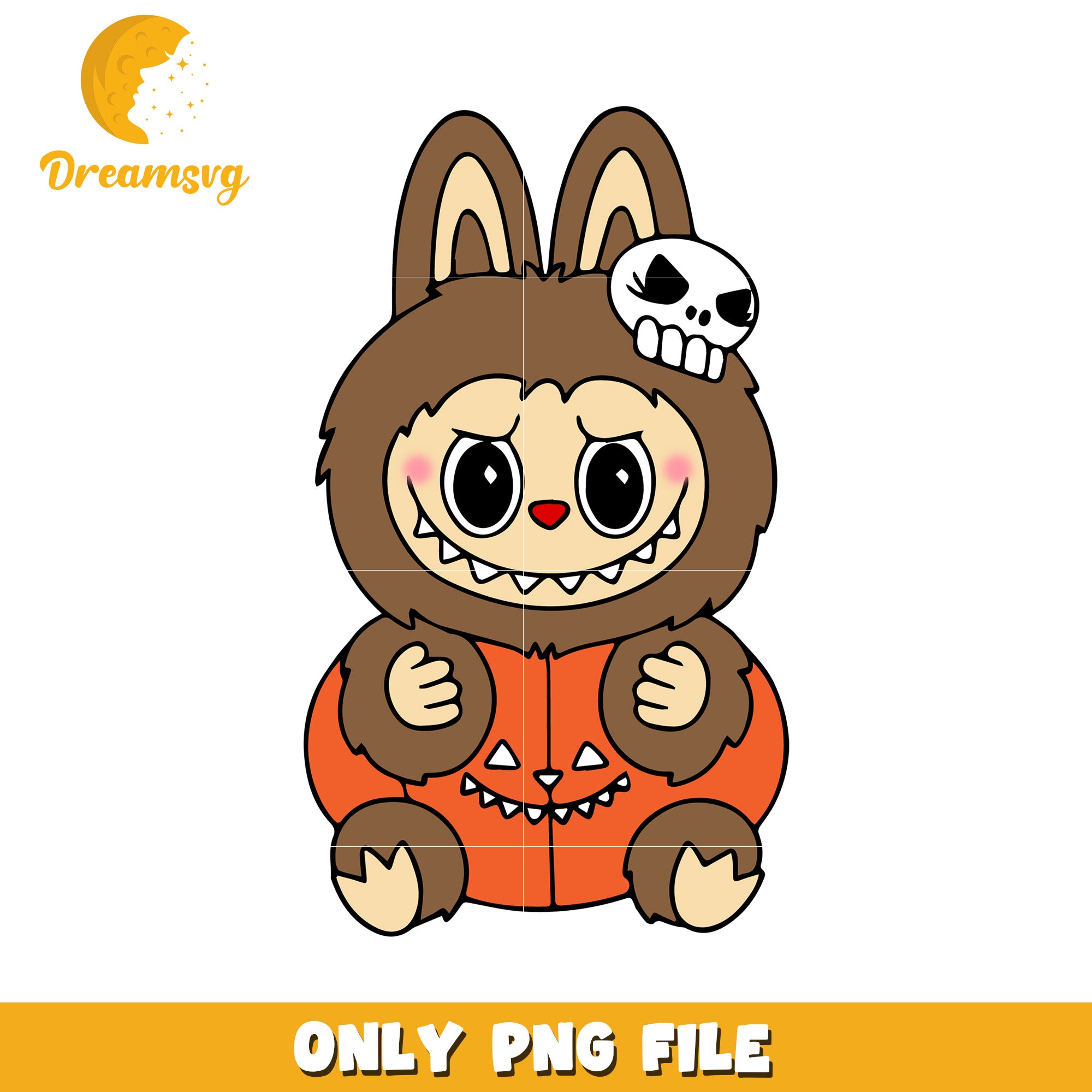 Pumpkin labubu design png, trick or treat  png, halloween pumpkin png