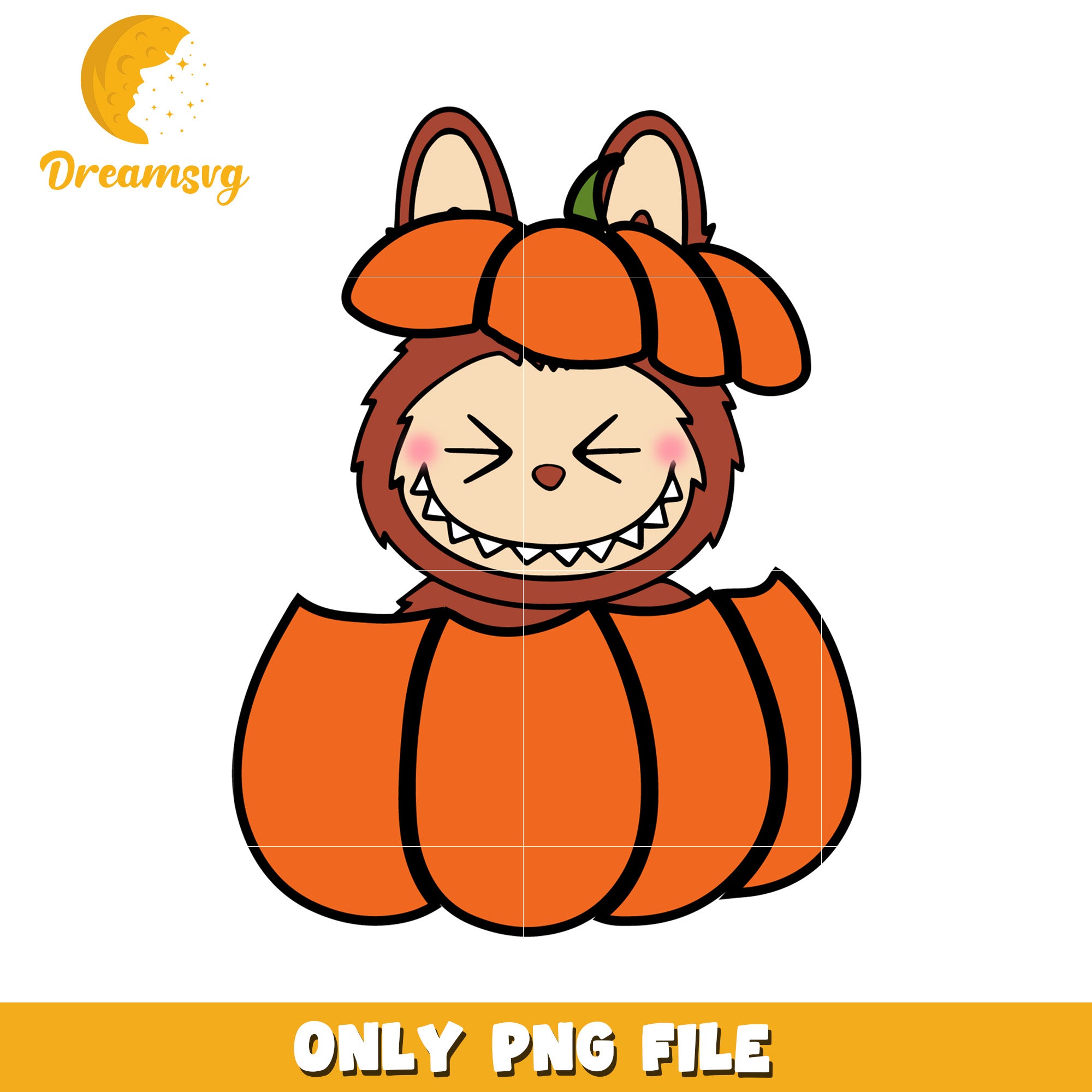 Pumpkin labubu png, halloween labubu png, halloween pumpkin png