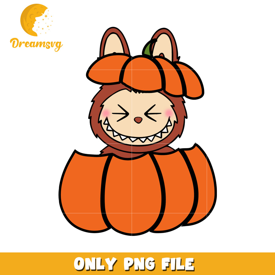 Pumpkin labubu png, halloween labubu png, halloween pumpkin png